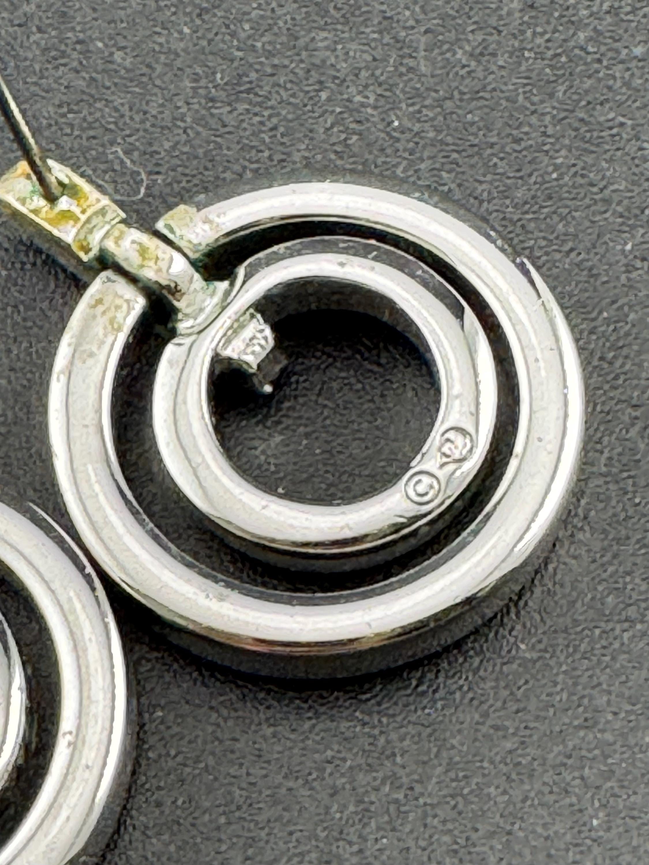 Signed Swarovski silver tone high end geometric clear crystal pierced earrings vintage retro