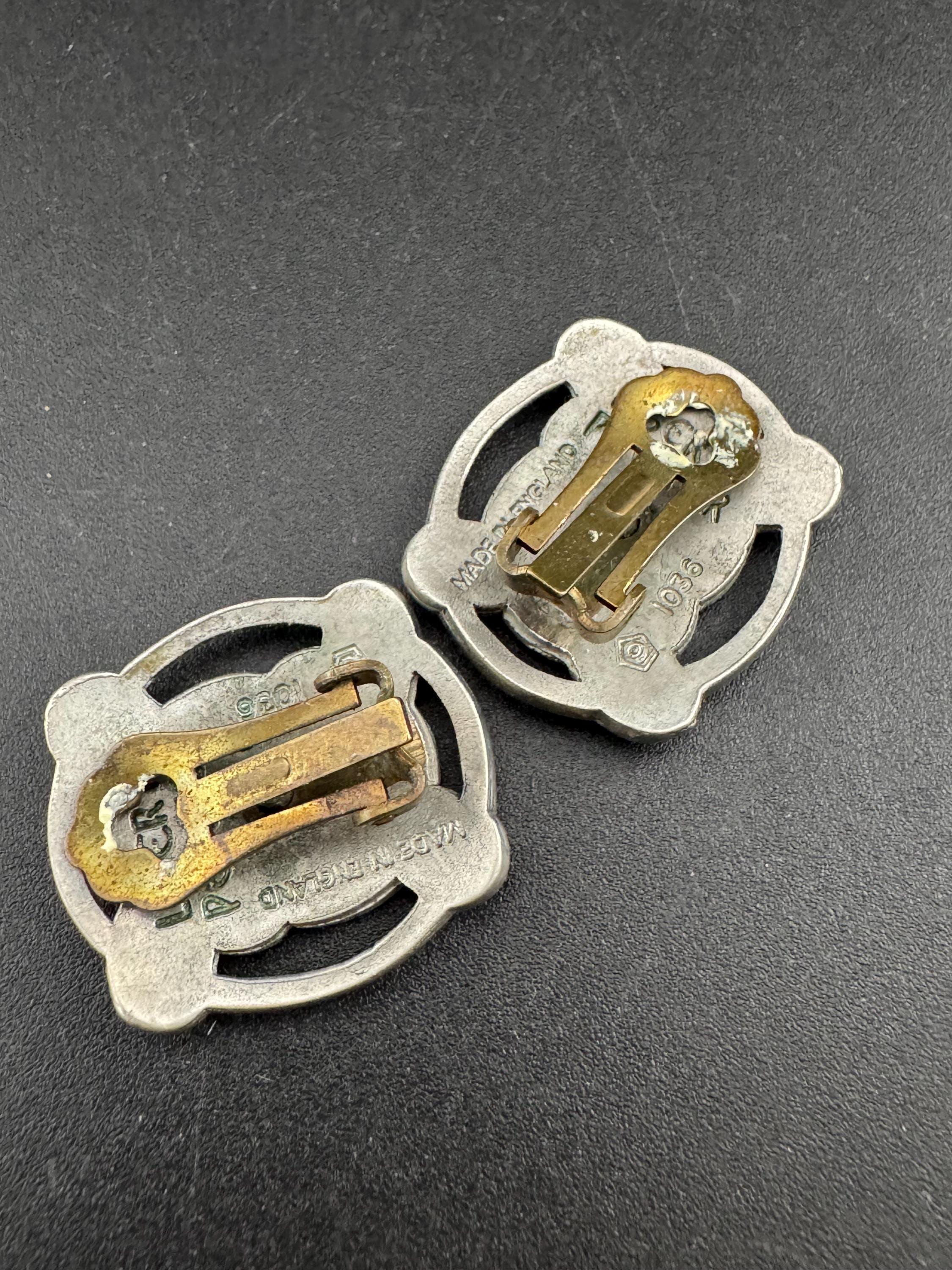 Signed liberty of London pewter round Celtic clip on earrings