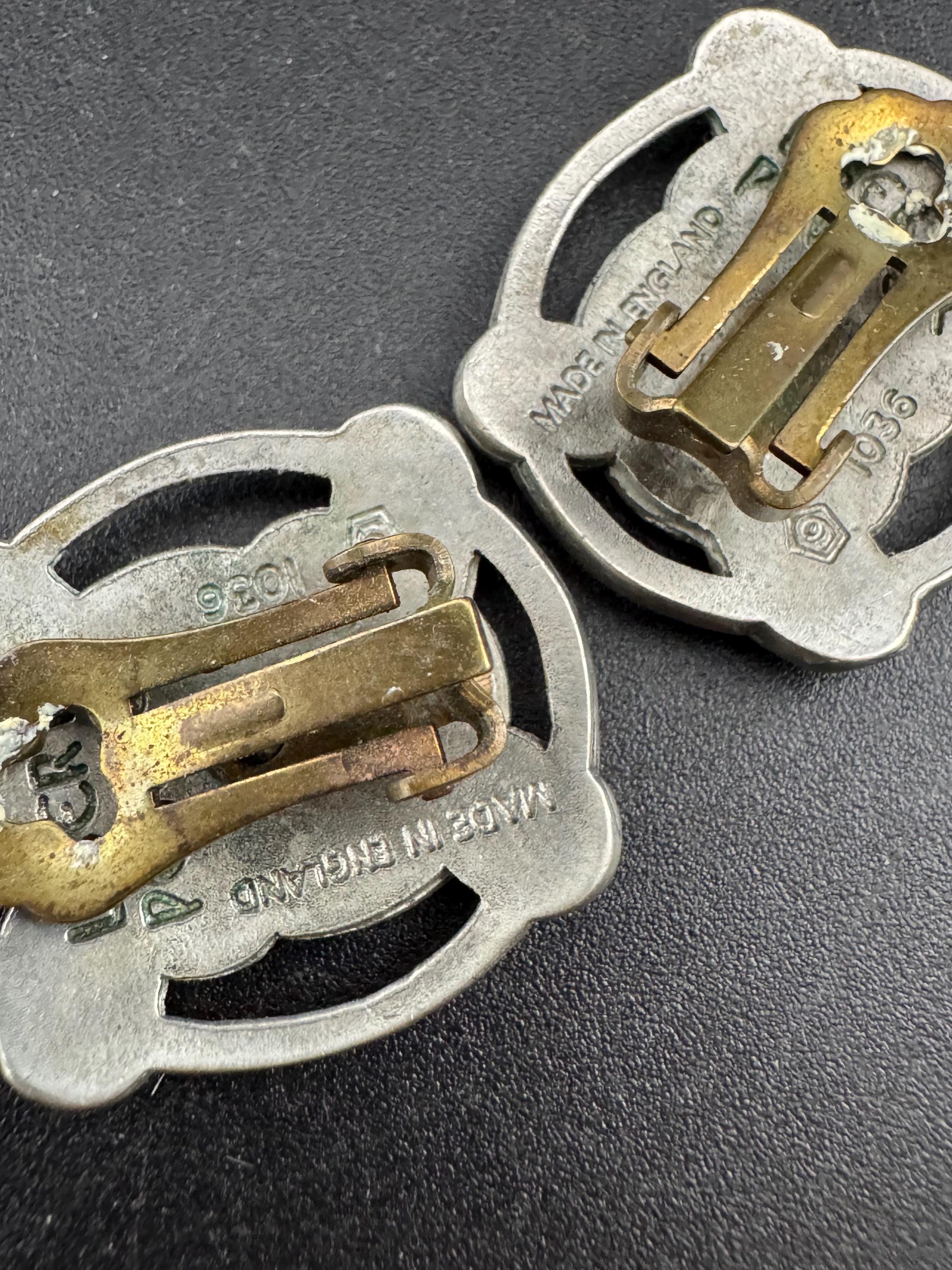 Signed liberty of London pewter round Celtic clip on earrings