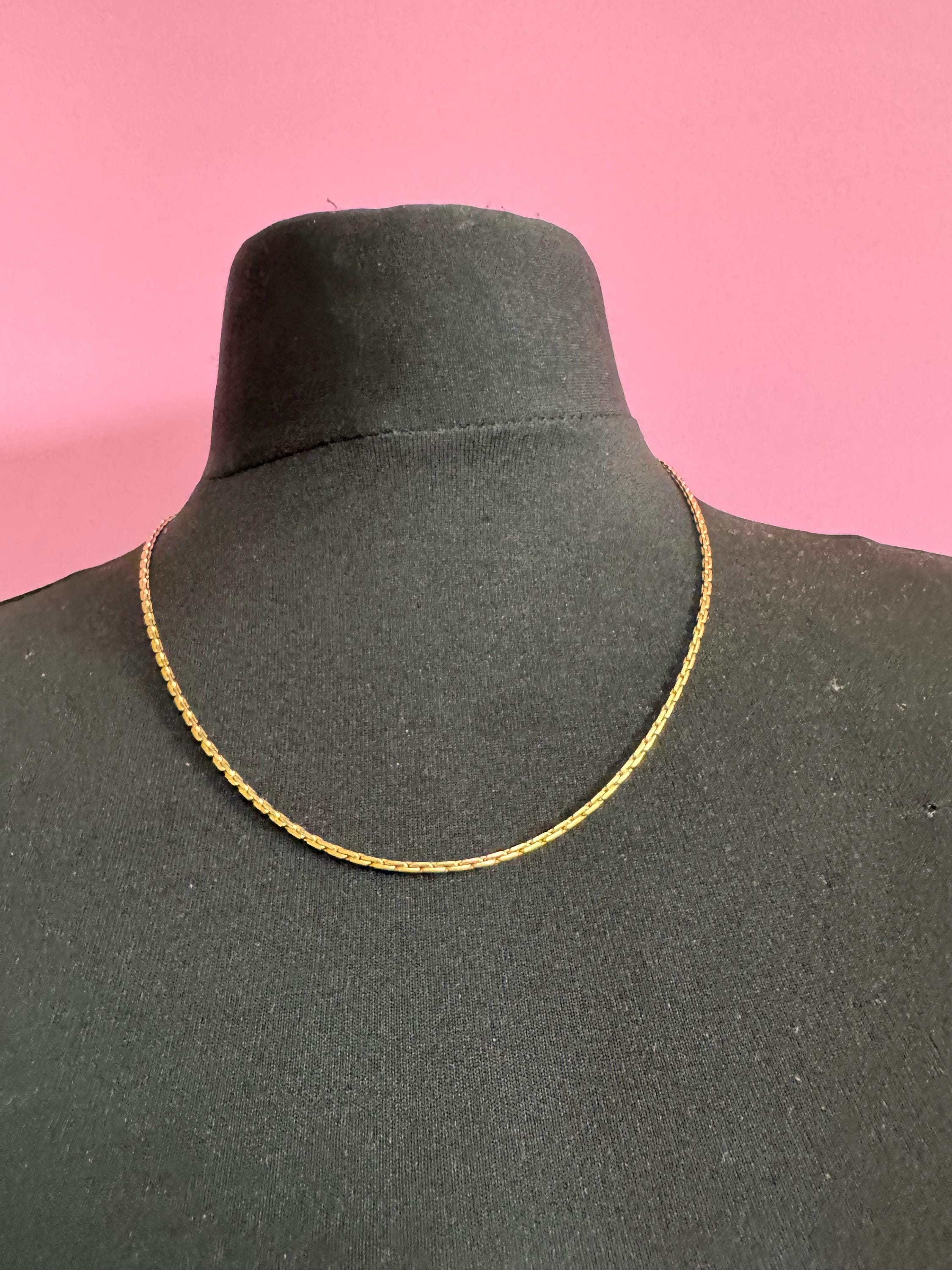 Vintage Sarah Coventry Gold Brick Link Chain Necklace, 45-55cm, signed