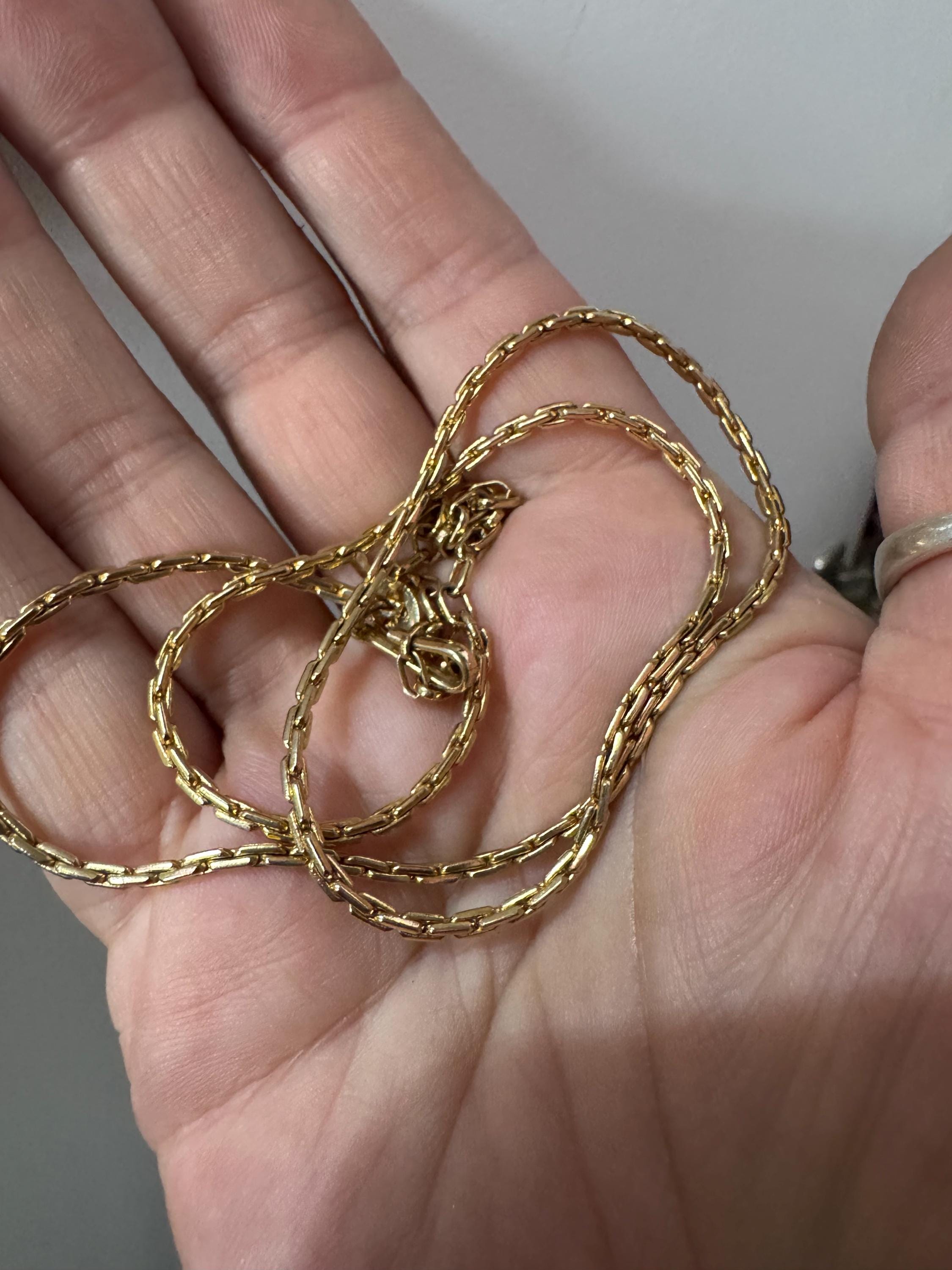 Vintage Sarah Coventry Gold Brick Link Chain Necklace, 45-55cm, signed