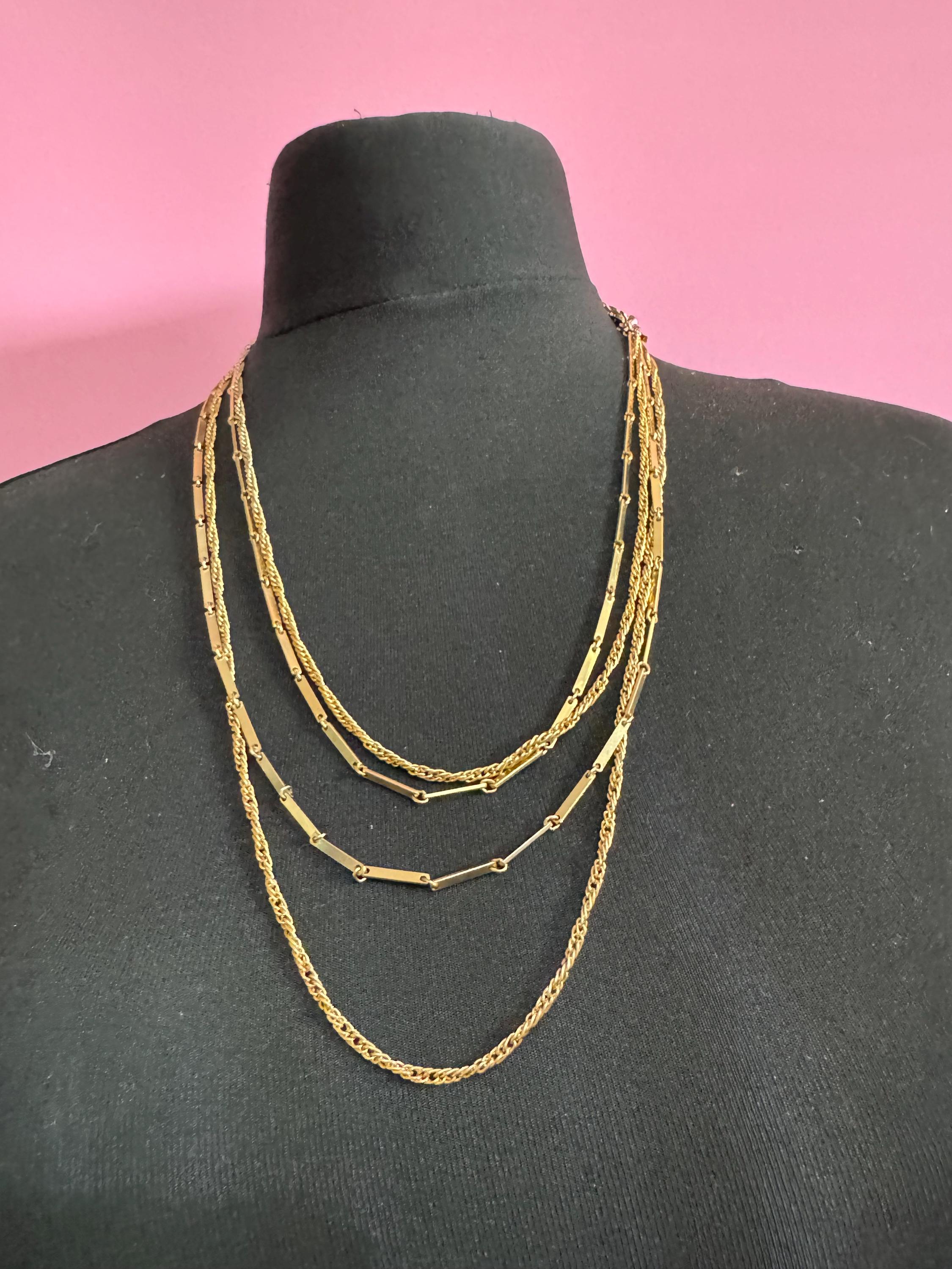 Signed CELEBRITY New York Gold Tone Layering Necklace - 130cm