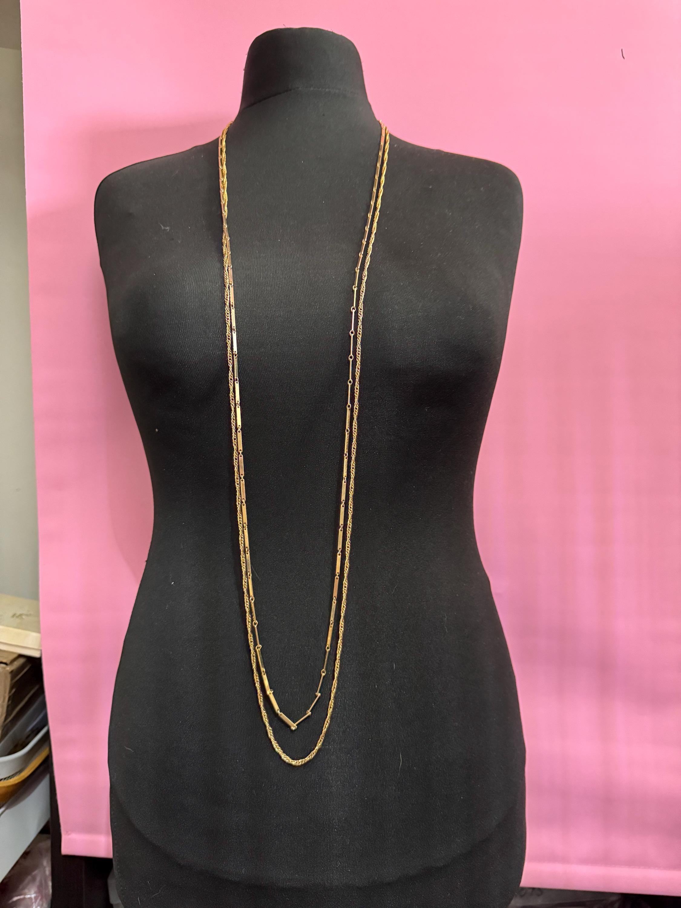 Signed CELEBRITY New York Gold Tone Layering Necklace - 130cm