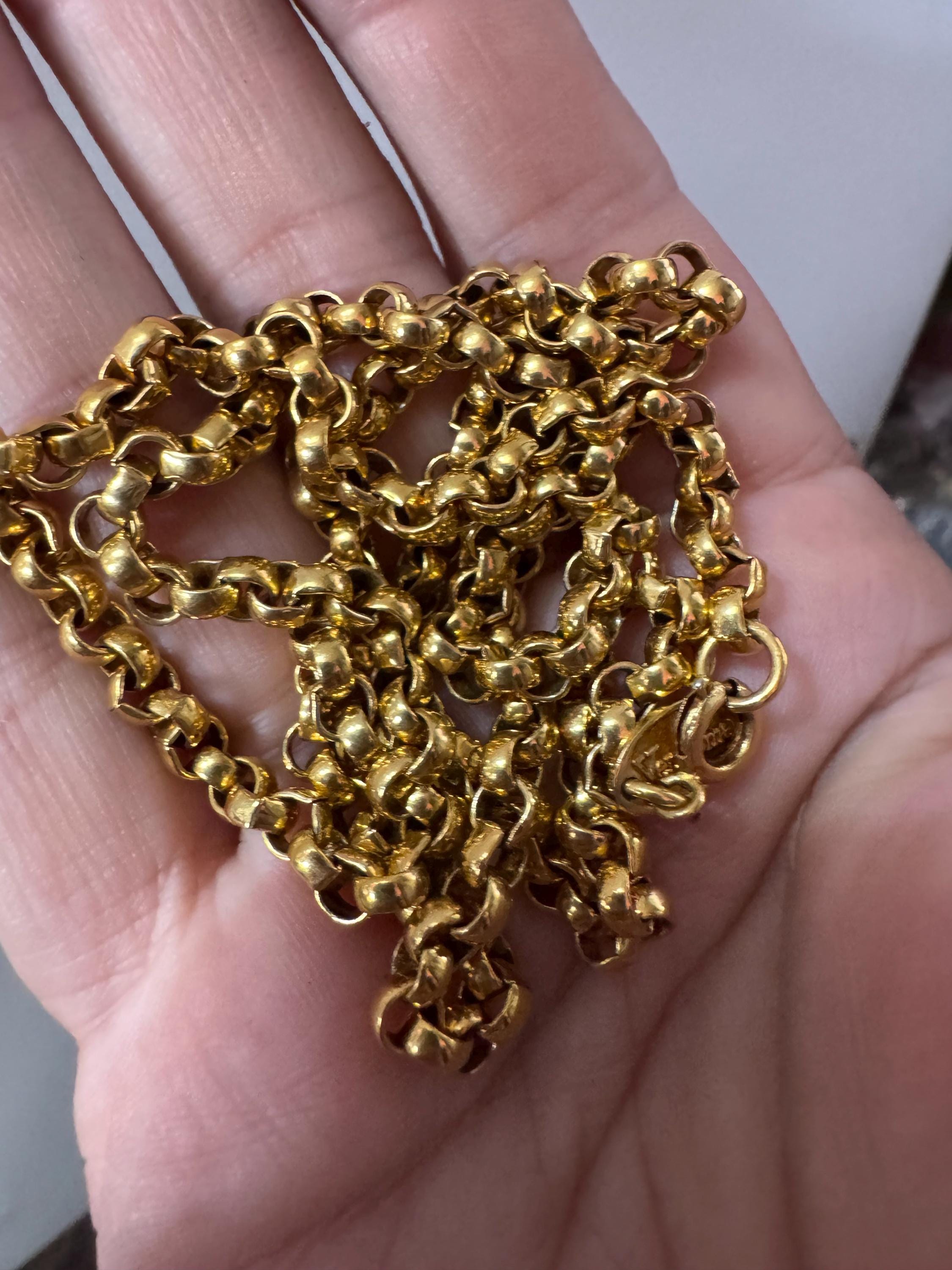 Vintage Vendome Gold Tone Rolo Chain Necklace: Ornate Belcher Link, 60cm