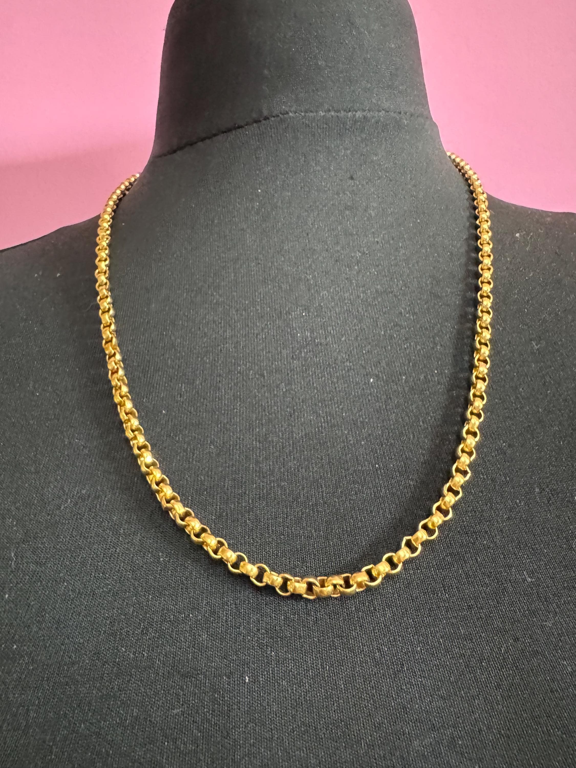 Vintage Vendome Gold Tone Rolo Chain Necklace: Ornate Belcher Link, 60cm