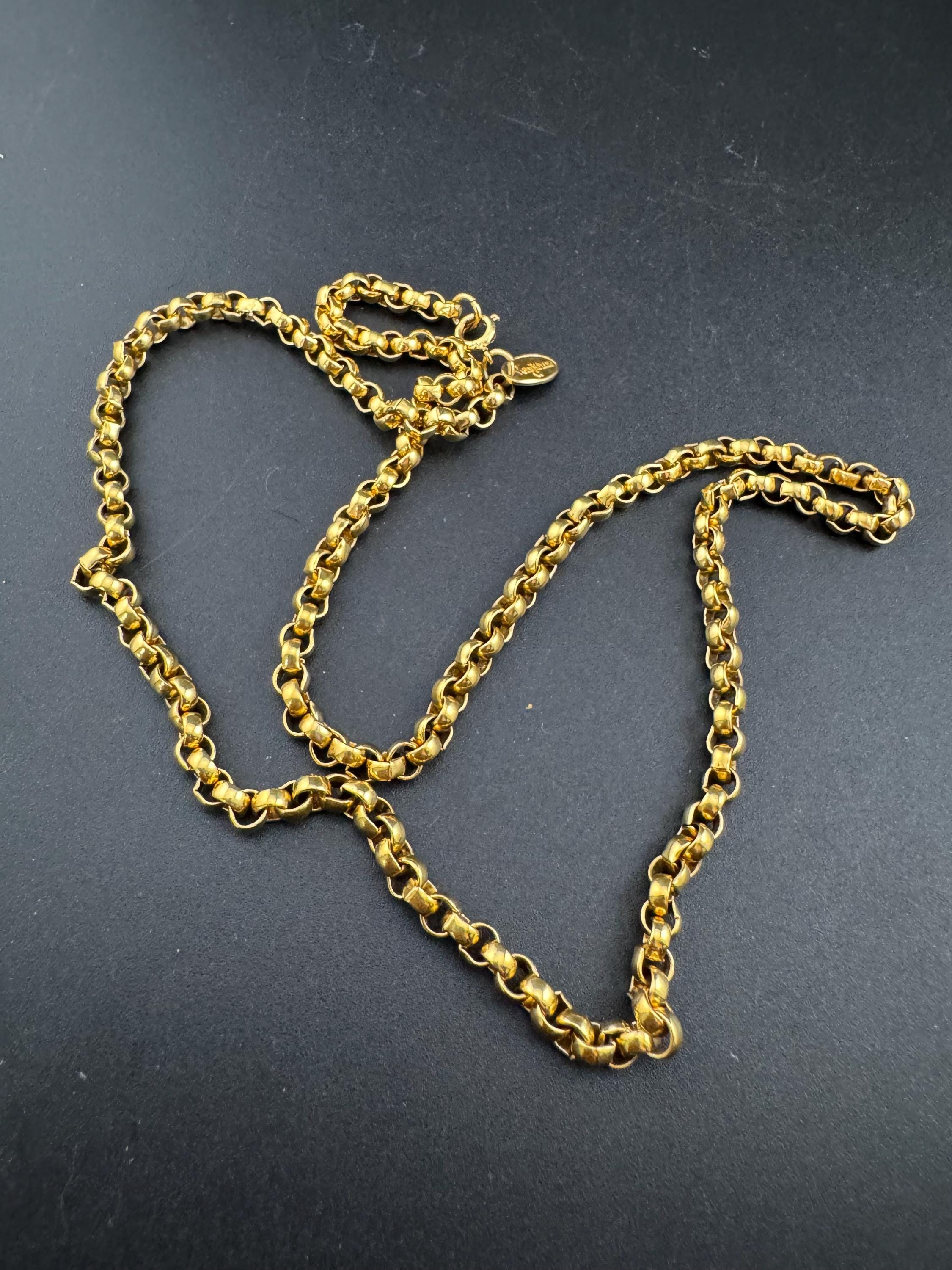 Vintage Vendome Gold Tone Rolo Chain Necklace: Ornate Belcher Link, 60cm