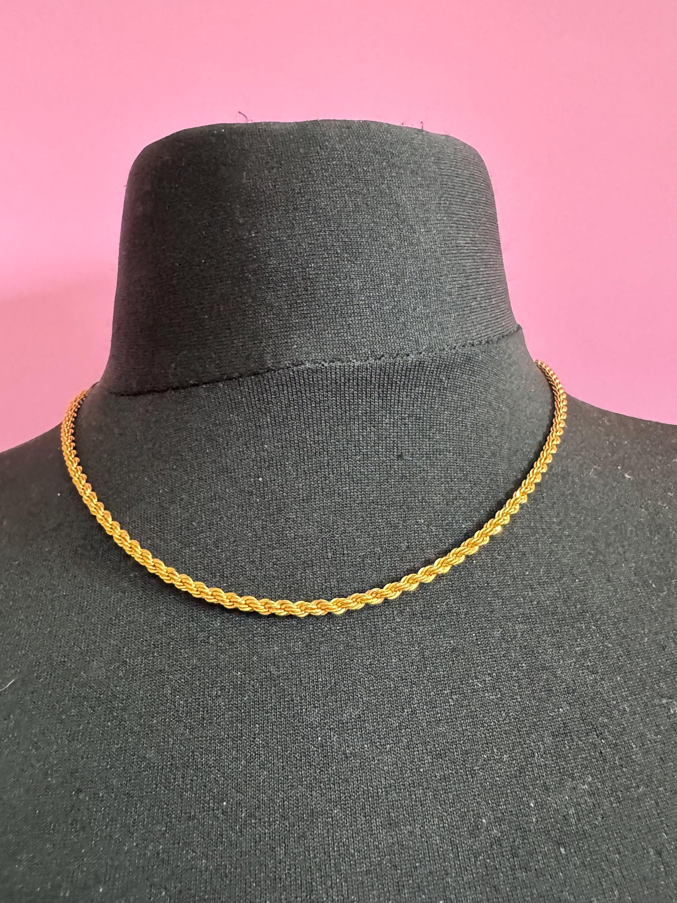 Signed Monet Vintage gold plated rope chain necklace 46cm