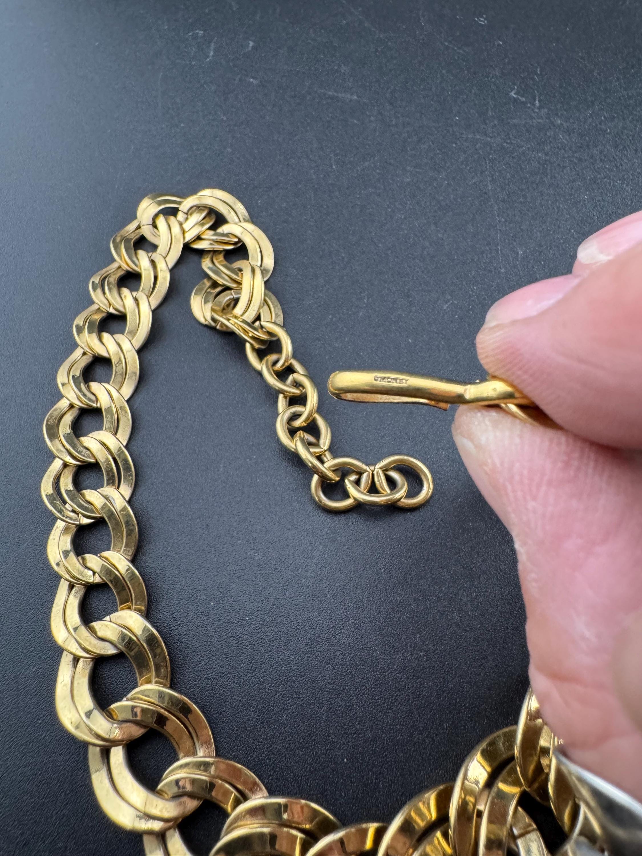 vintage signed MONET chunky gold tone double curb chain link choker necklace
