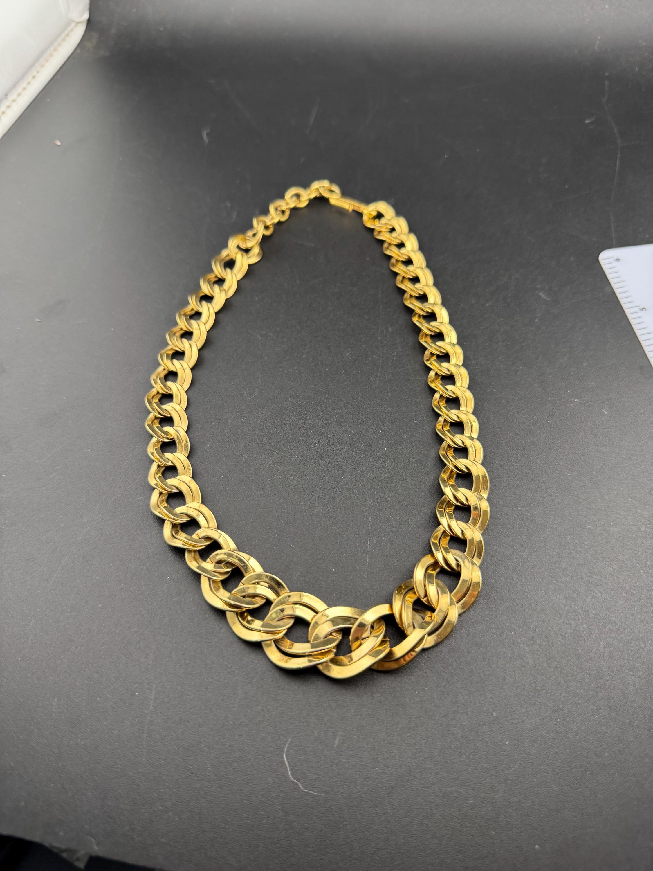 vintage signed MONET chunky gold tone double curb chain link choker necklace