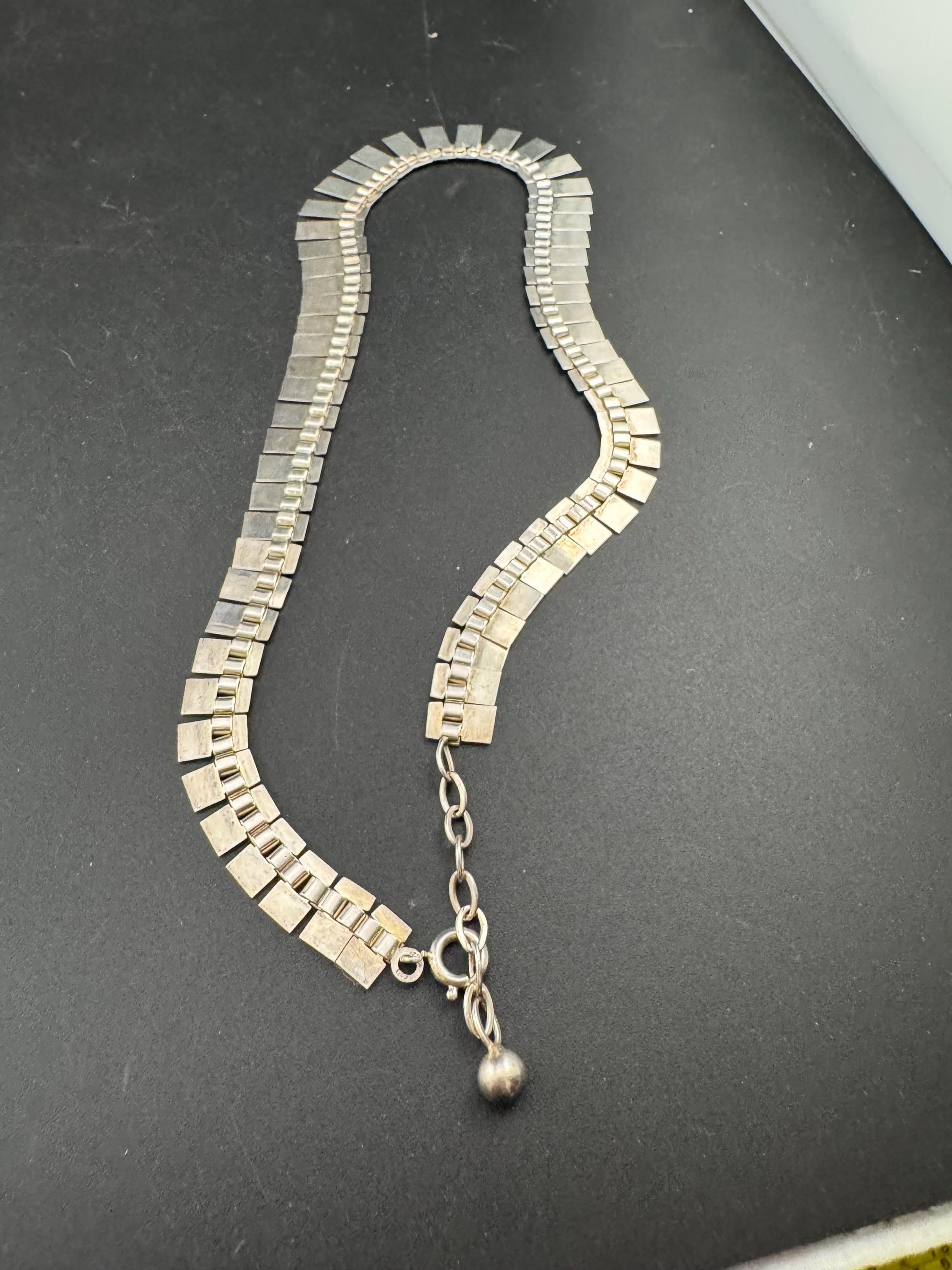 Signed A&D Vintage retro 925 sterling silver Egyptian cleopatra collar necklace 16-18” 33.5 grams
