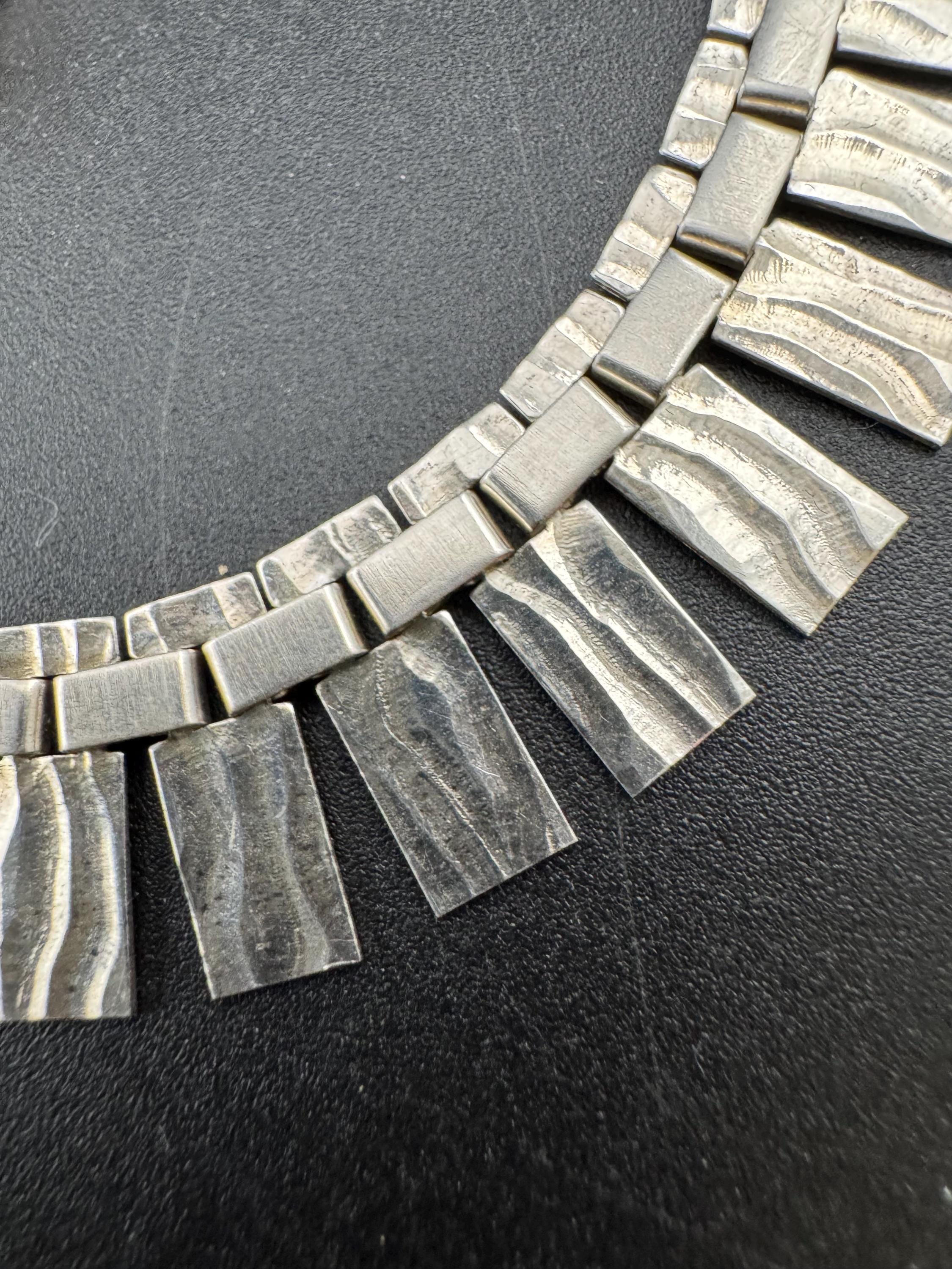 Signed A&D Vintage retro 925 sterling silver Egyptian cleopatra collar necklace 16-18” 33.5 grams