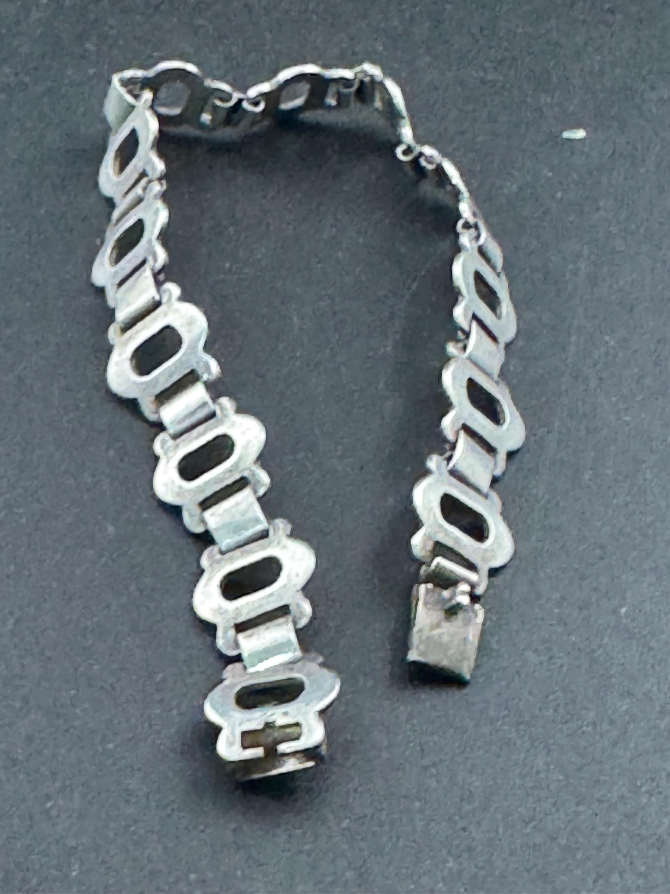 Vintage 925 Sterling silver openwork  panel link bracelet 18.5cm 12.9 grams