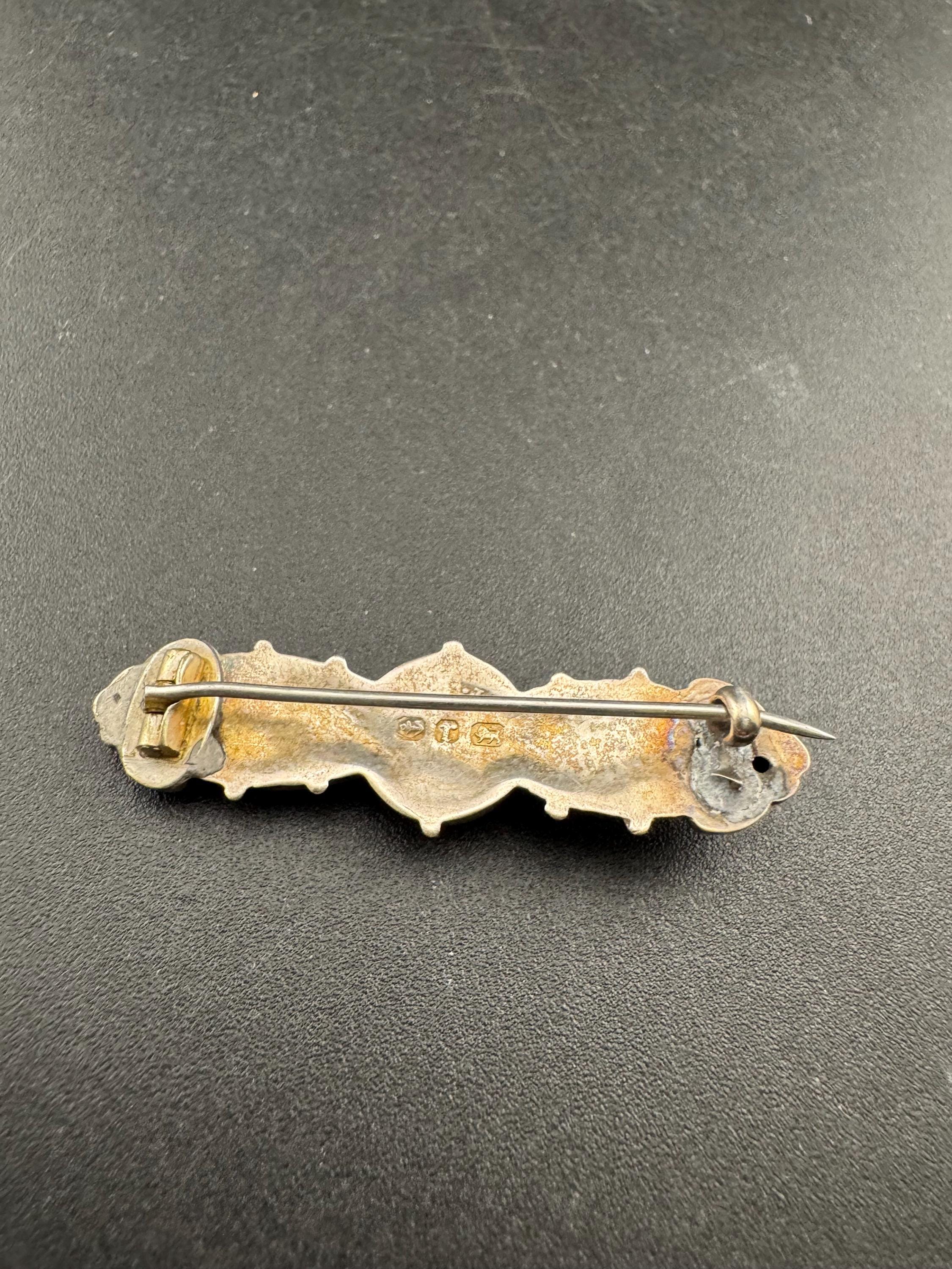 Victorian Antique aesthetic period  925 sterling silver etched bar brooch 3.2grams 4.5cm