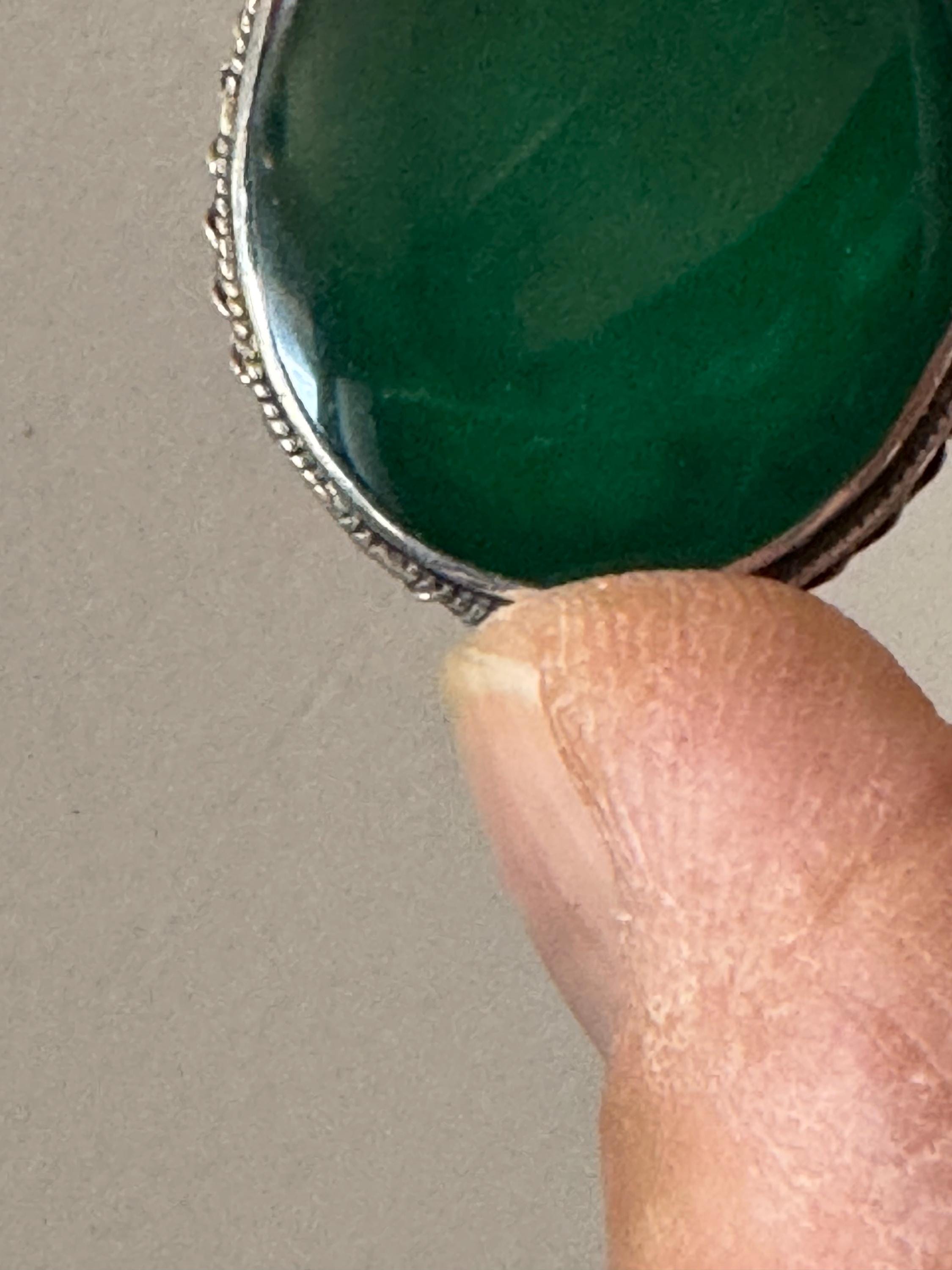 Antique Vintage Art Deco Green gemstone Sterling 925 silver oval Brooch full hallmarks 1941