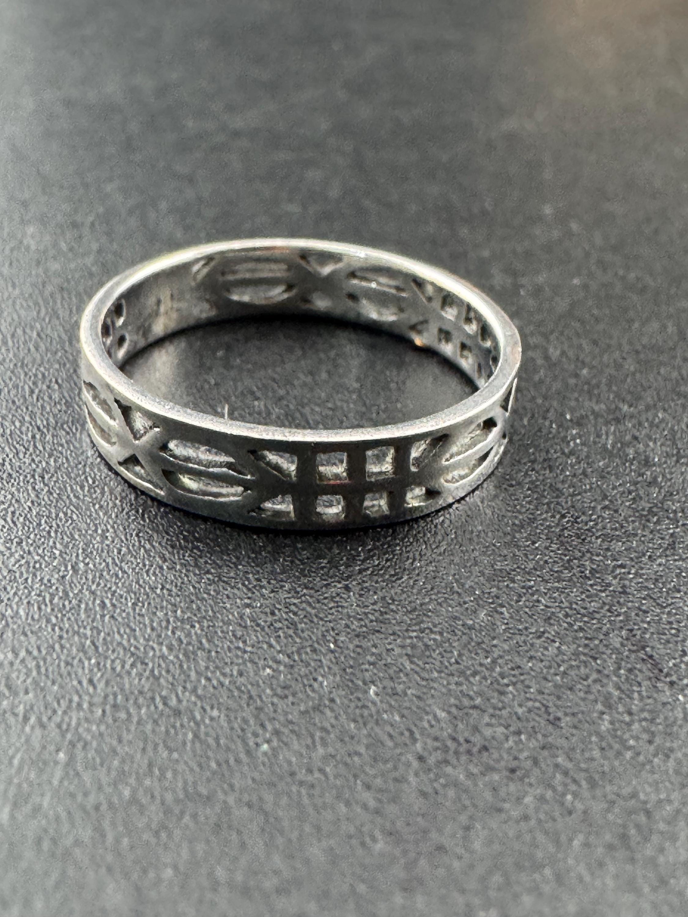 Size N 925 sterling silver openwork  art nouveau band dress ring