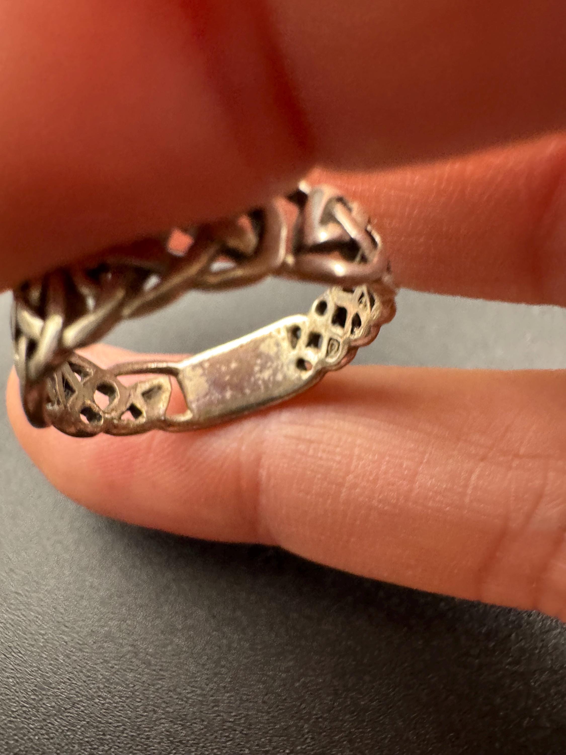 Size R 925 sterling silver openwork  art nouveau Celtic style band dress ring