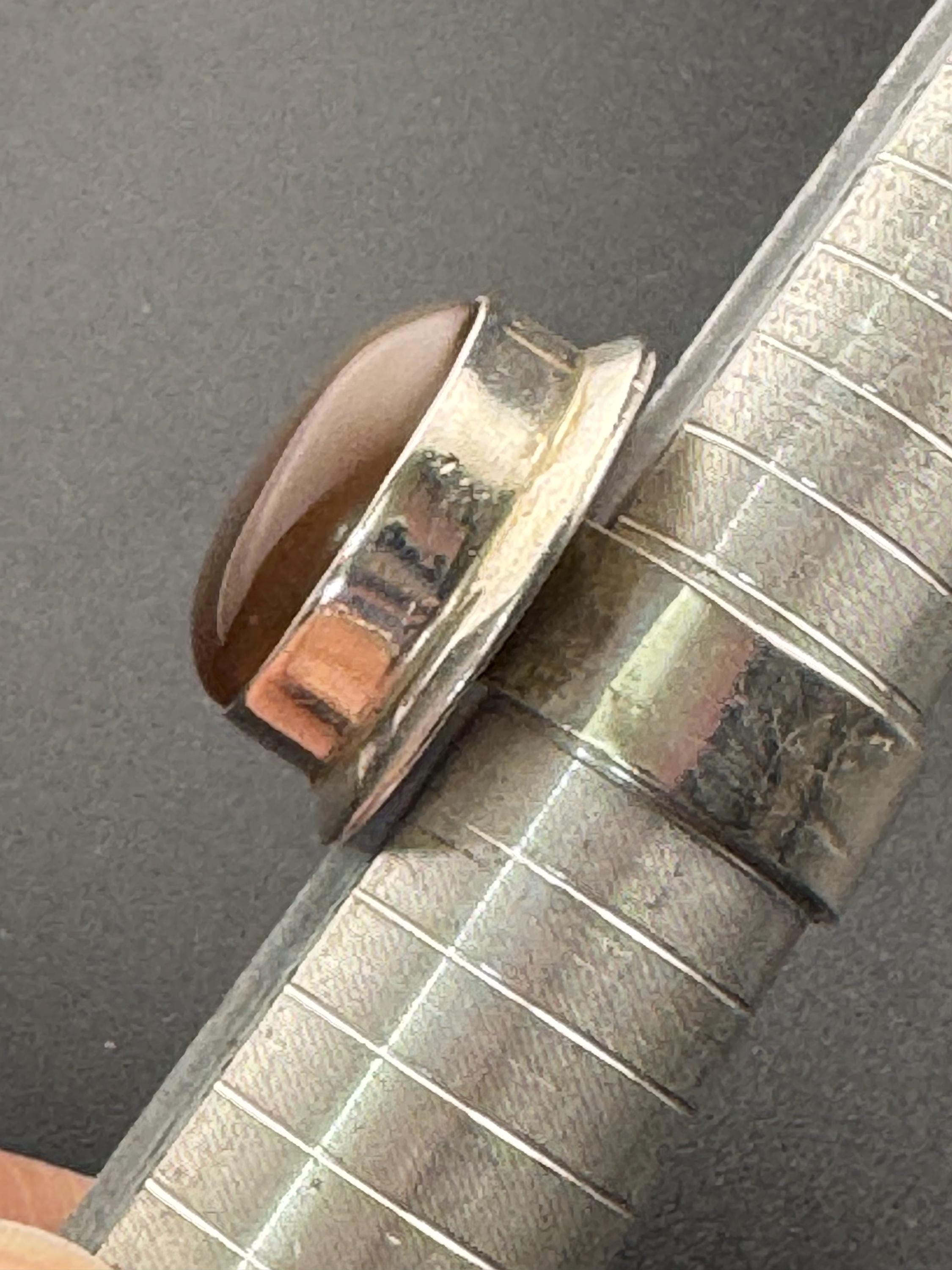 925 sterling silver Vintage brown agaye chunky oversizedring 12.9 grams size Q