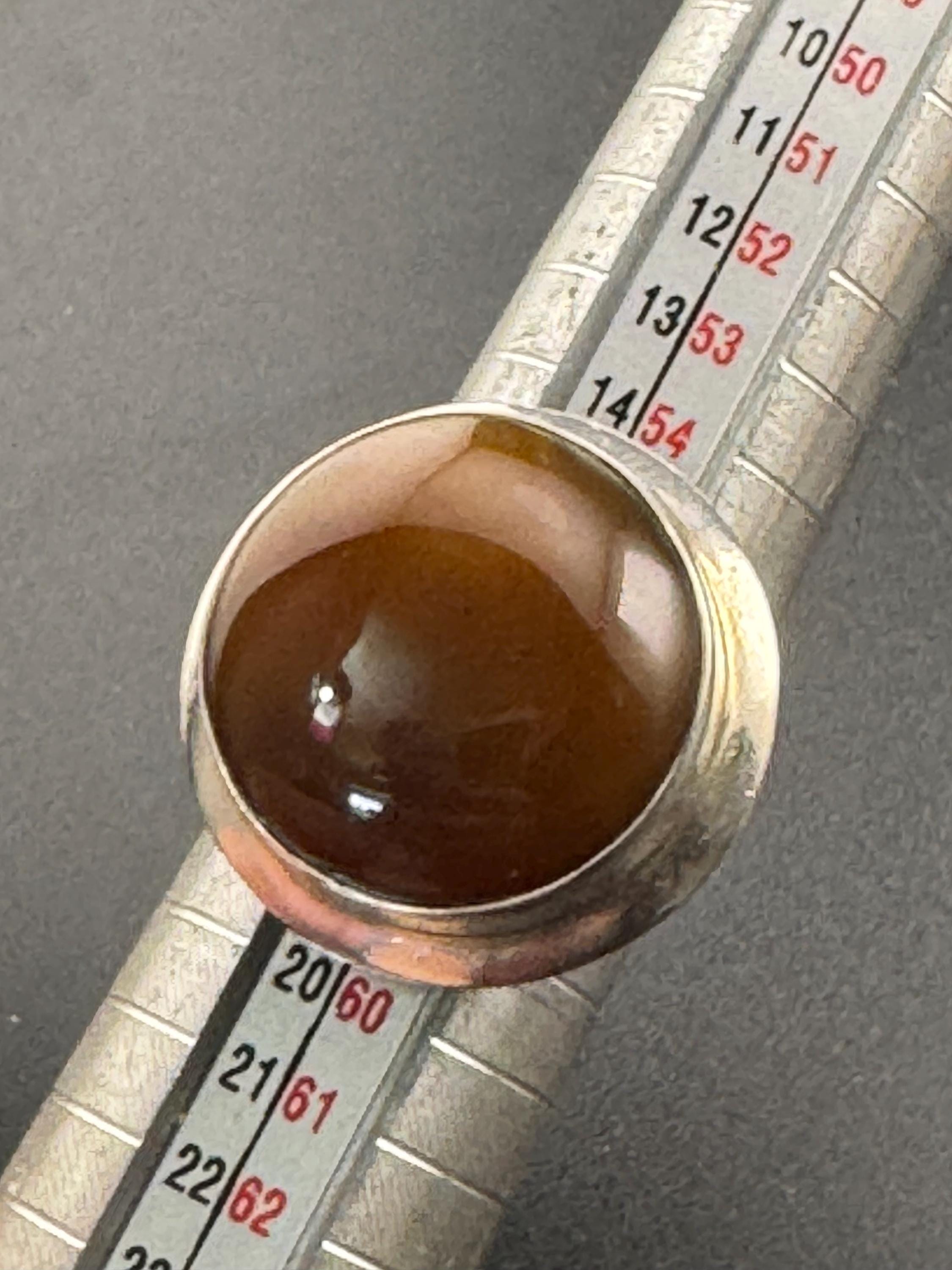 925 sterling silver Vintage brown agaye chunky oversizedring 12.9 grams size Q