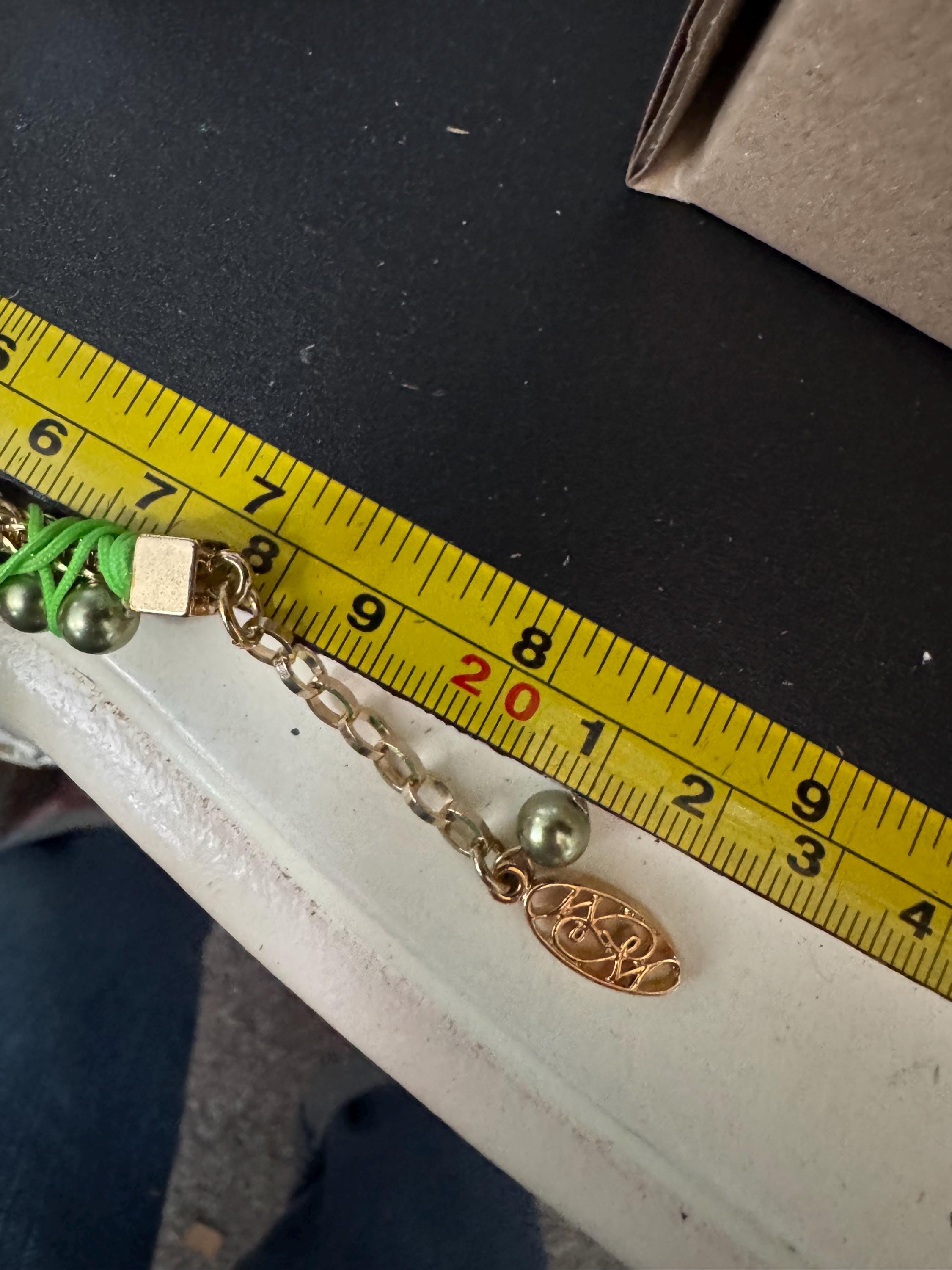 Retro Bright lime green Japanese silk clear Swarovski Crystal diamanté tennis bracelet designer