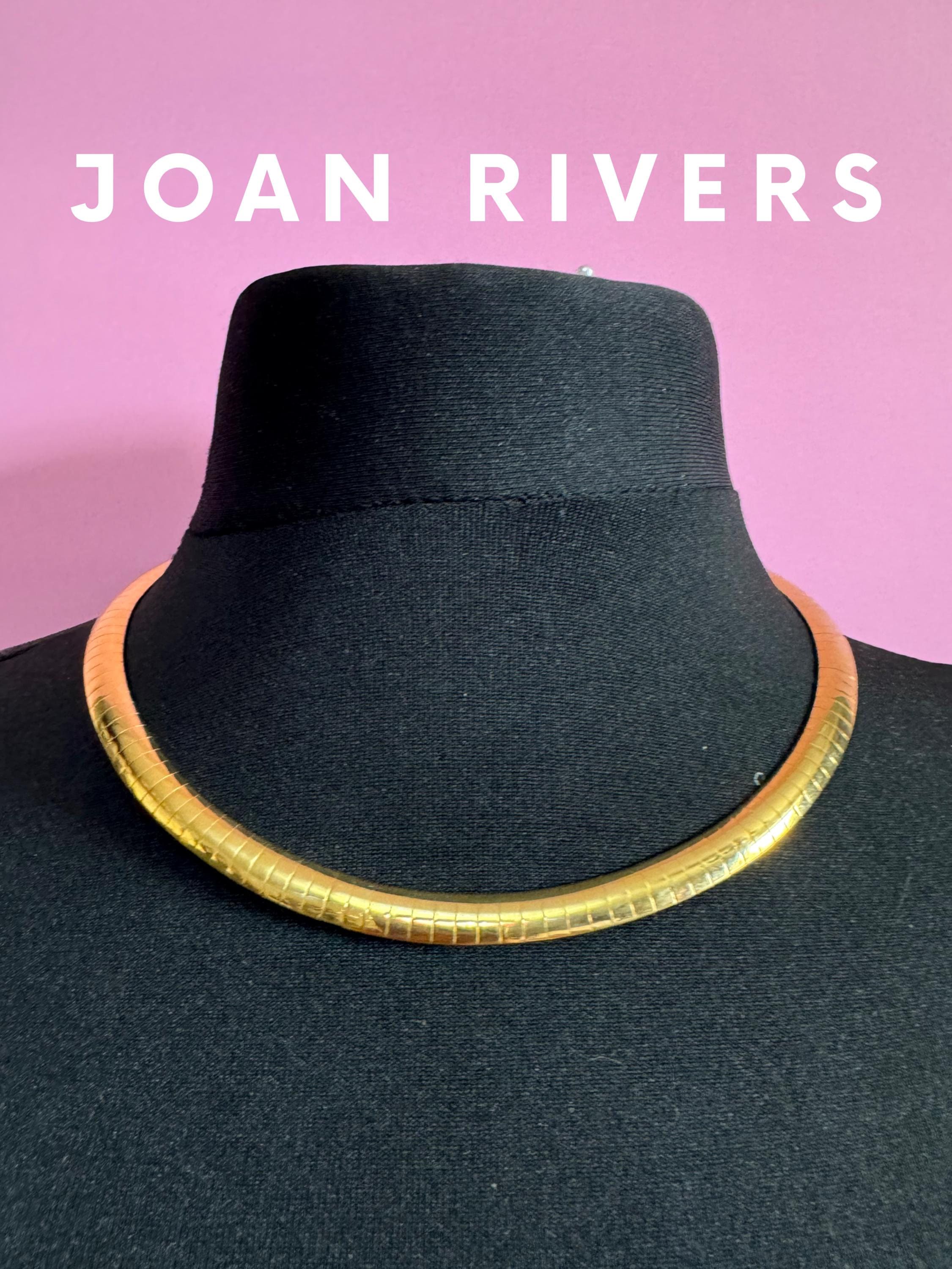 Signed Joan rivers gold tone 1cm wide mesh omega choker necklace 49cm