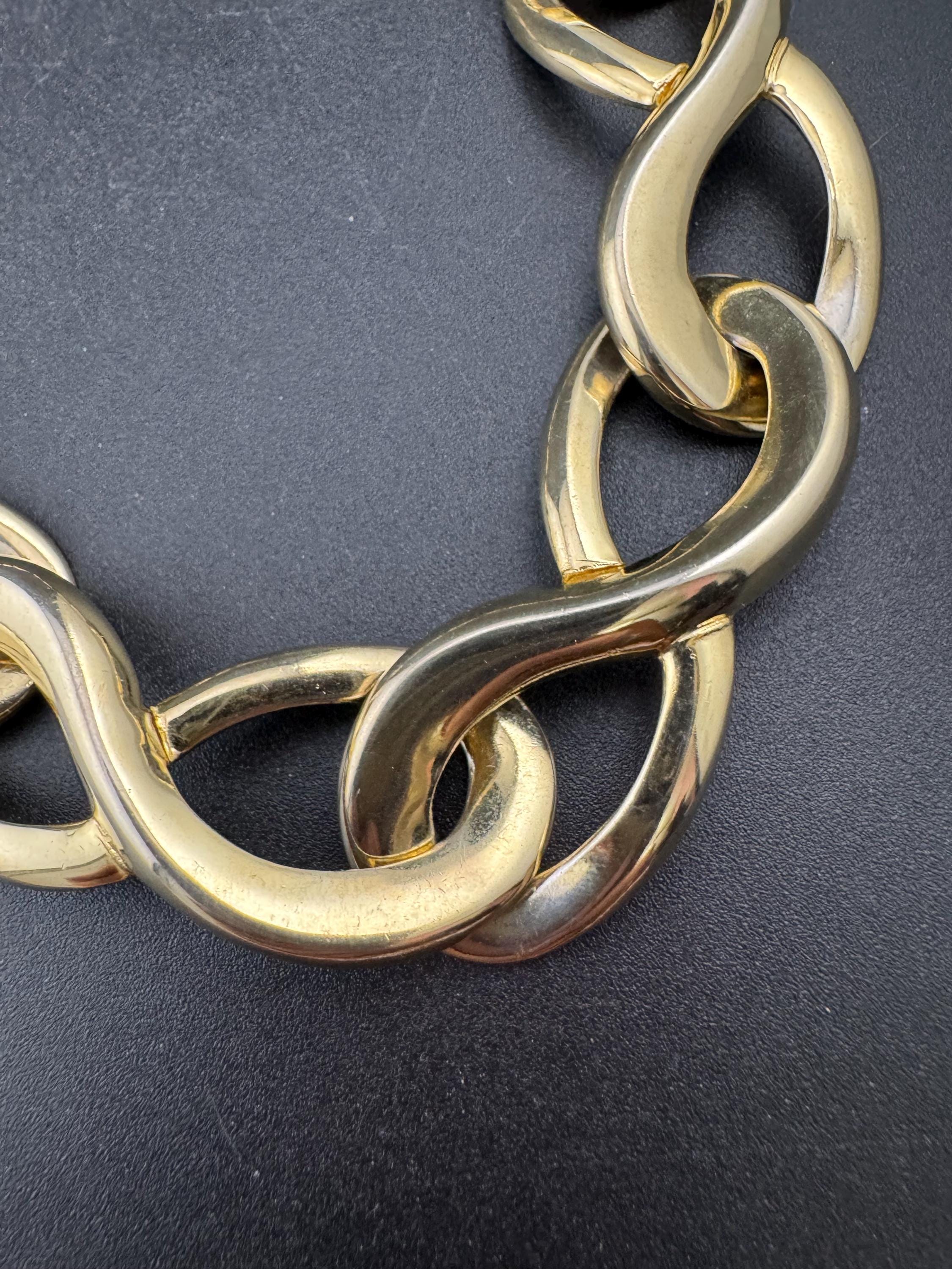 80s retro gold tone wide link collar choker necklace curb chain link 46cm