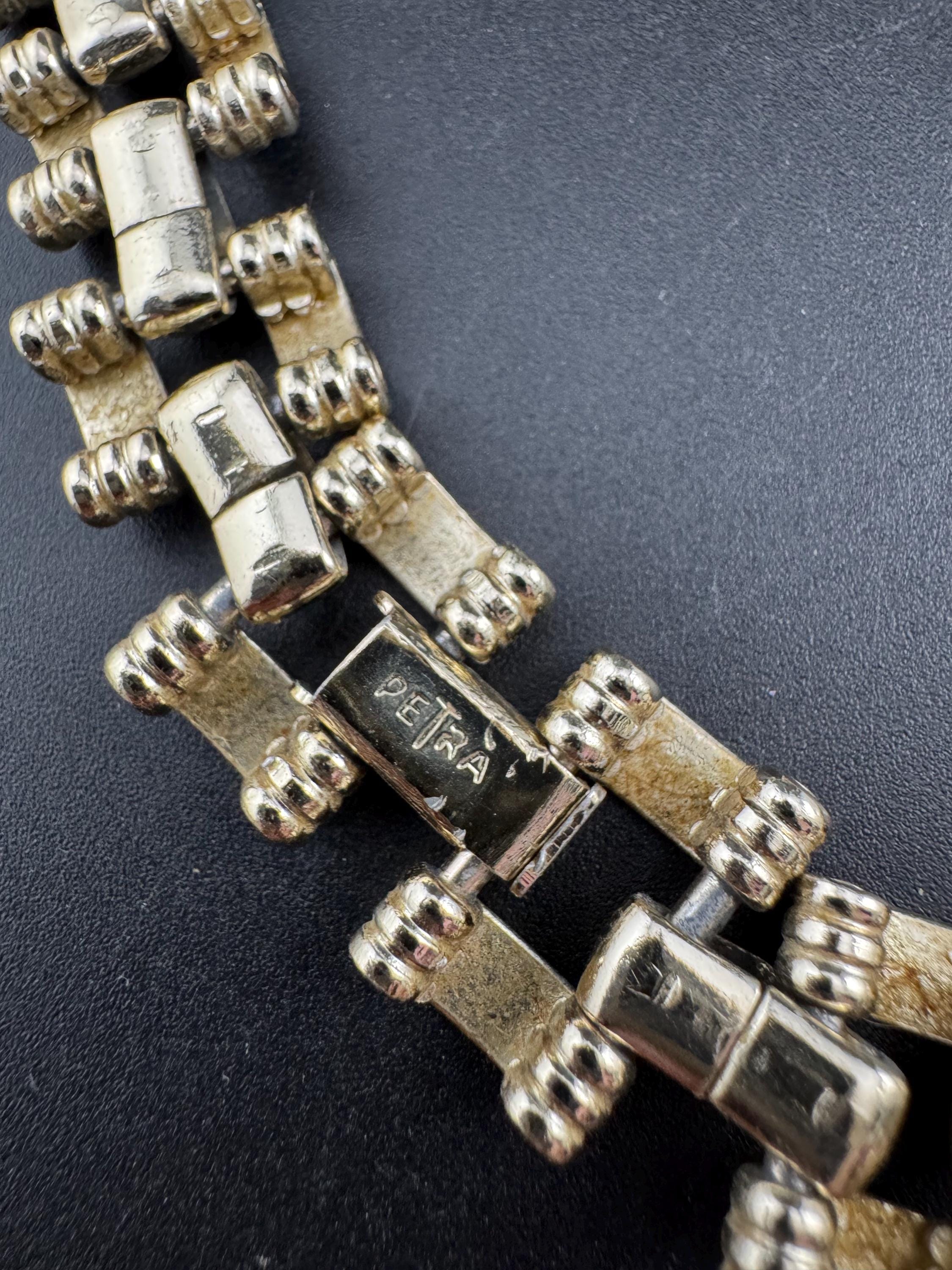 Vintage Petra Egyptian Revival Choker: Gold Tone Wide Panel Necklace