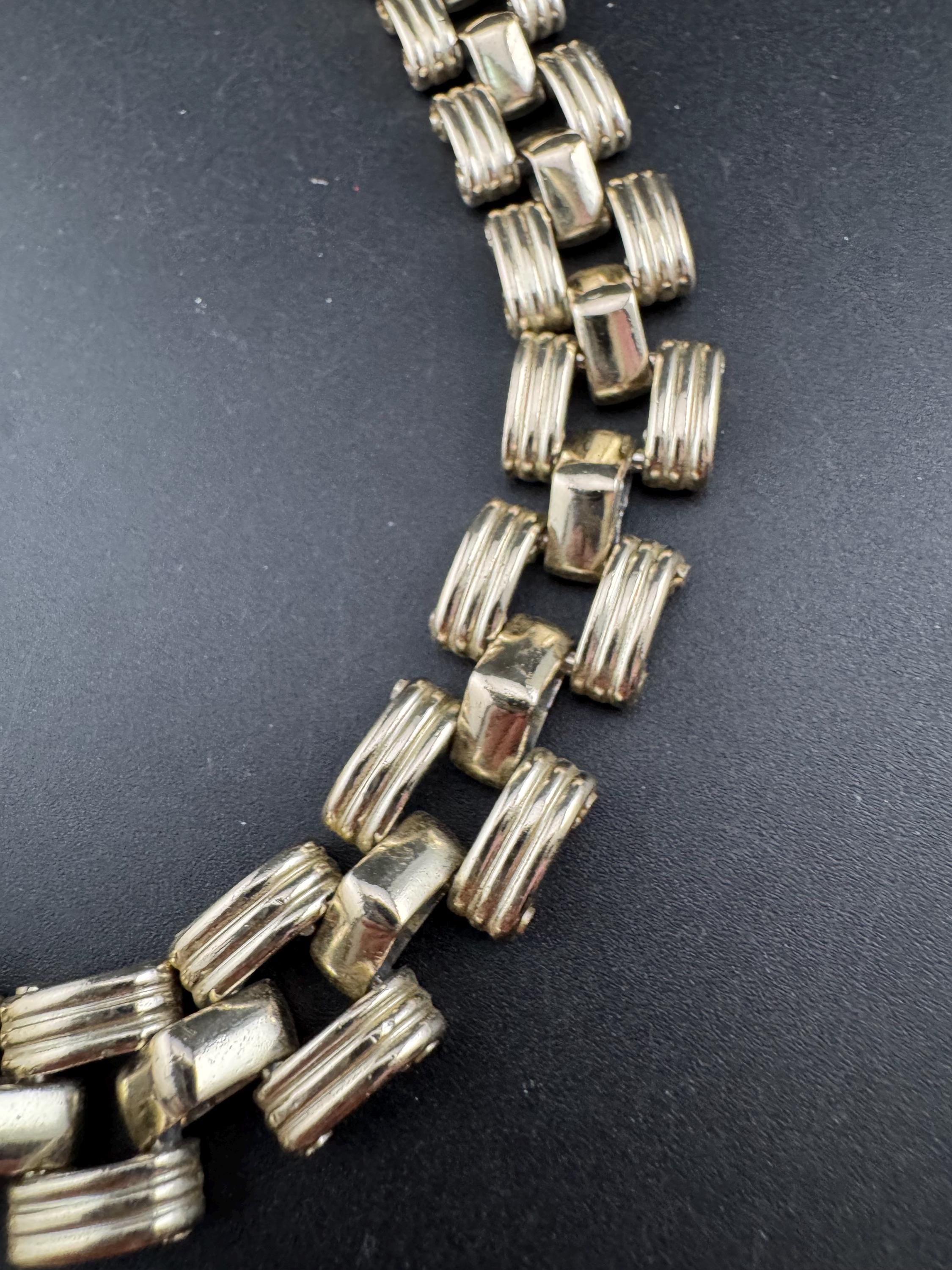 Vintage Petra Egyptian Revival Choker: Gold Tone Wide Panel Necklace