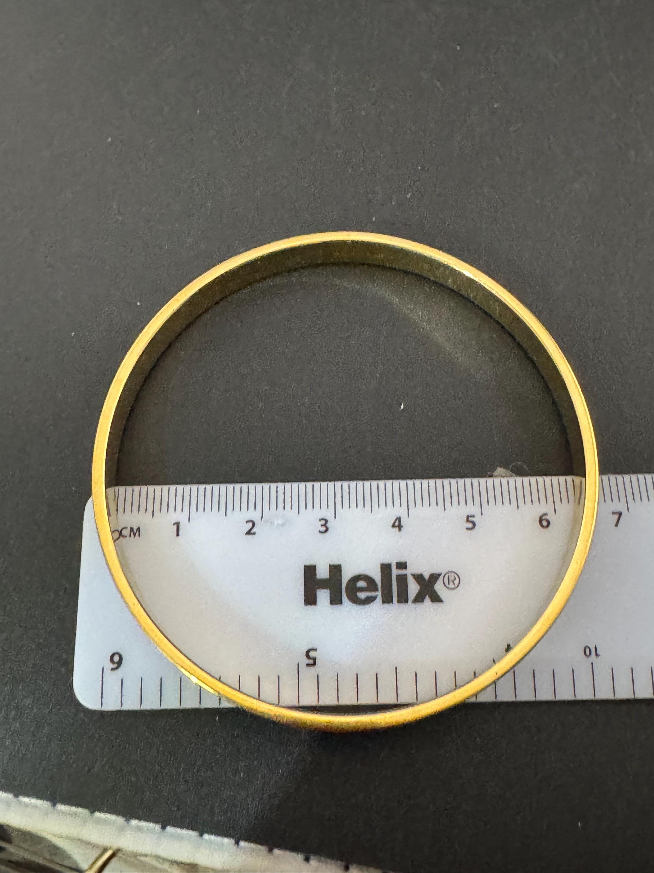 Vintage designer MONET signed glossy gold tone black enamel banded 1cm wide fixed bangle bracelet