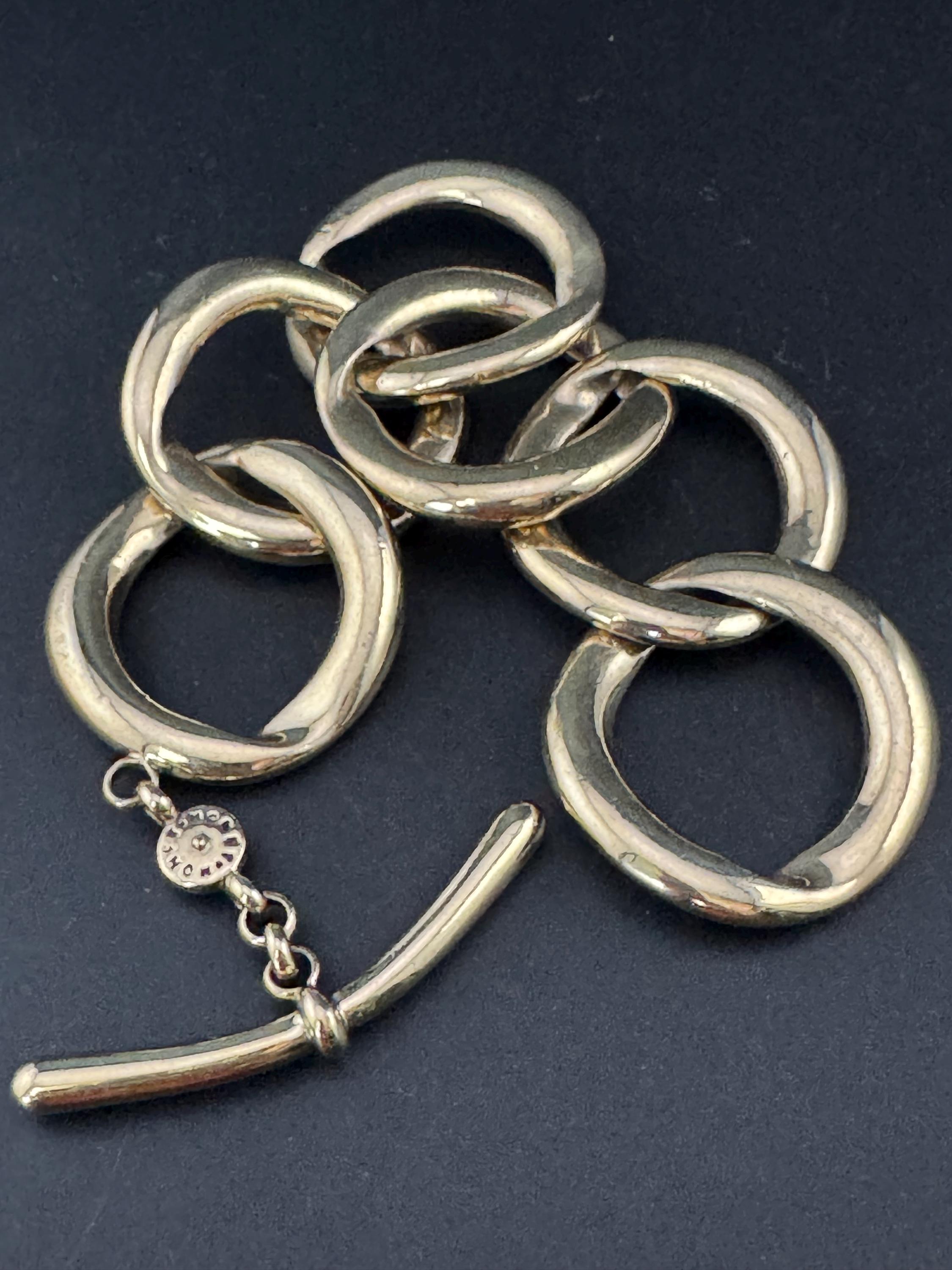 designer MONET signed oversized  gold tone chunky curb chain link heavy wide toggle bracelet 22cm