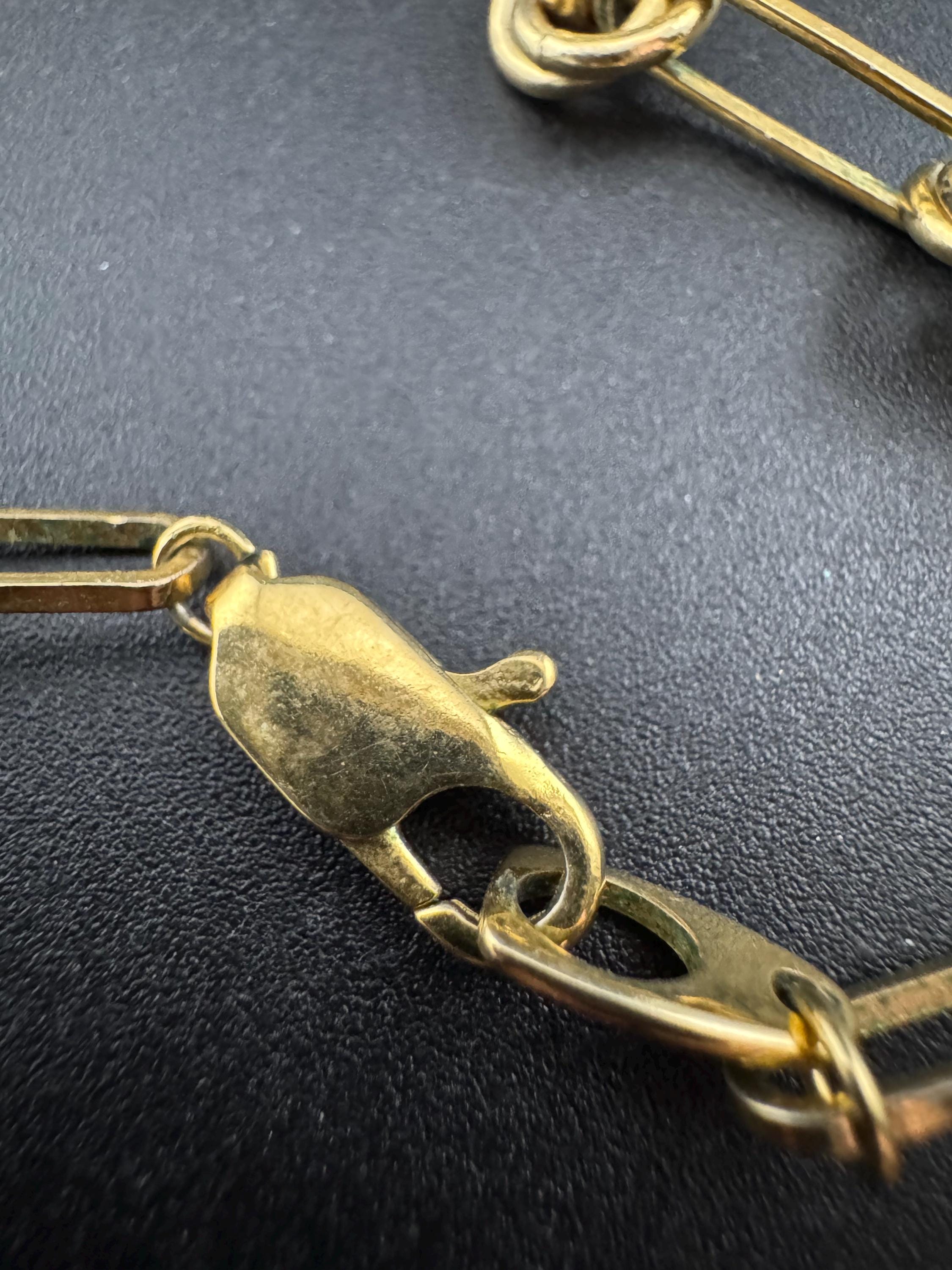 Vintage Nautical Knot Necklace: Gold Tone Chain Link, 76cm
