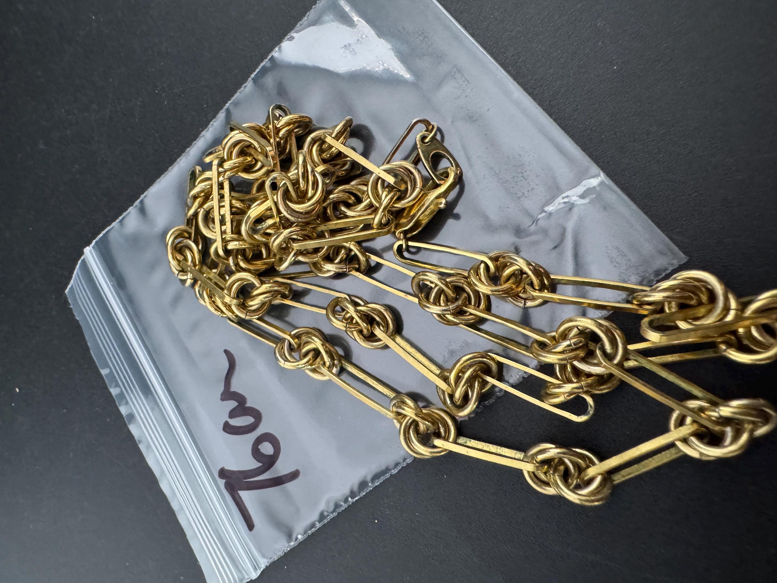 Vintage Nautical Knot Necklace: Gold Tone Chain Link, 76cm