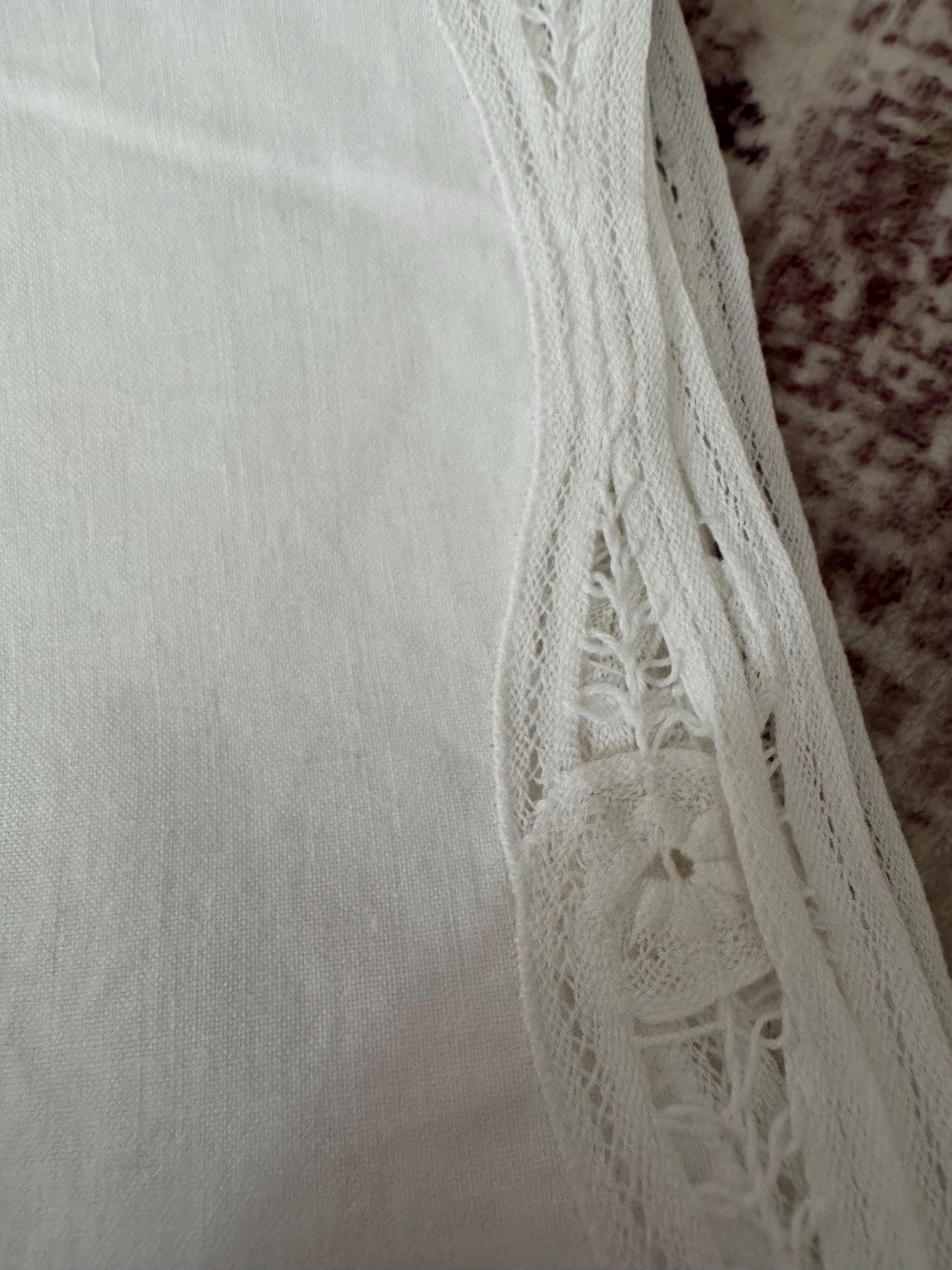 vintage 80cm square floral embroidered tablecloth , mid century tablecloths with purple blue green embroidery