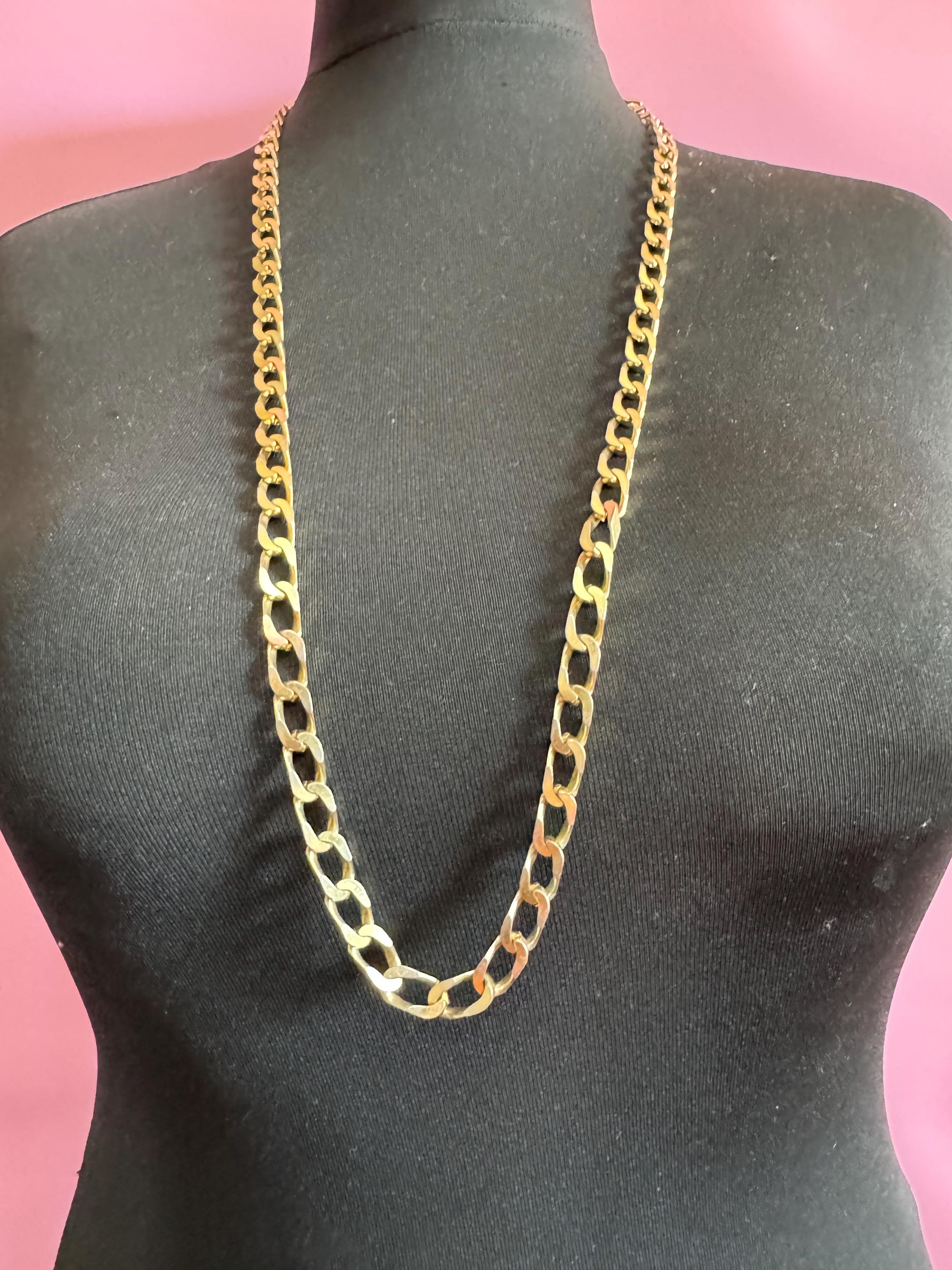 signed GROSSE Germany vintage retro chunky gold tone wide heavy curb chain link necklace  Christian Dior Designer 1980s 1990s y2k