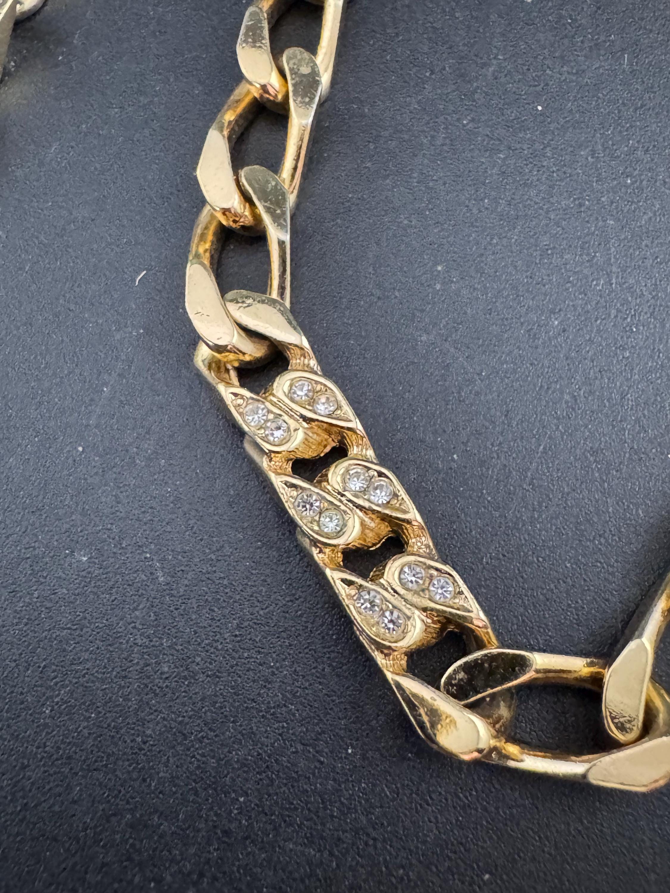 Vintage GROSSE Germany Rhinestone Chain Link Necklace: Christian Dior Designer, signed