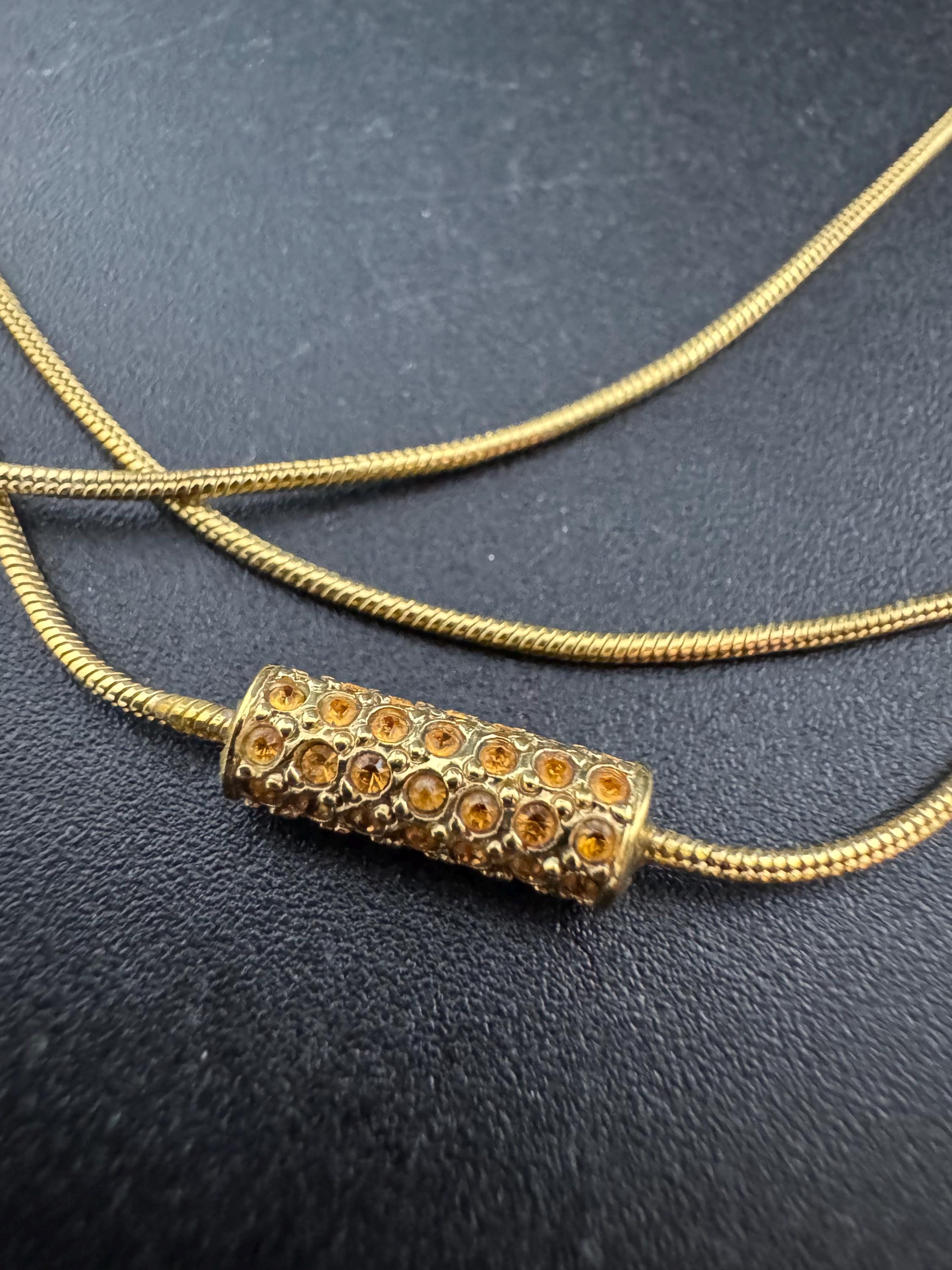 signed GROSSE Germany vintage retro gold tone Multistrand station chain choker necklace