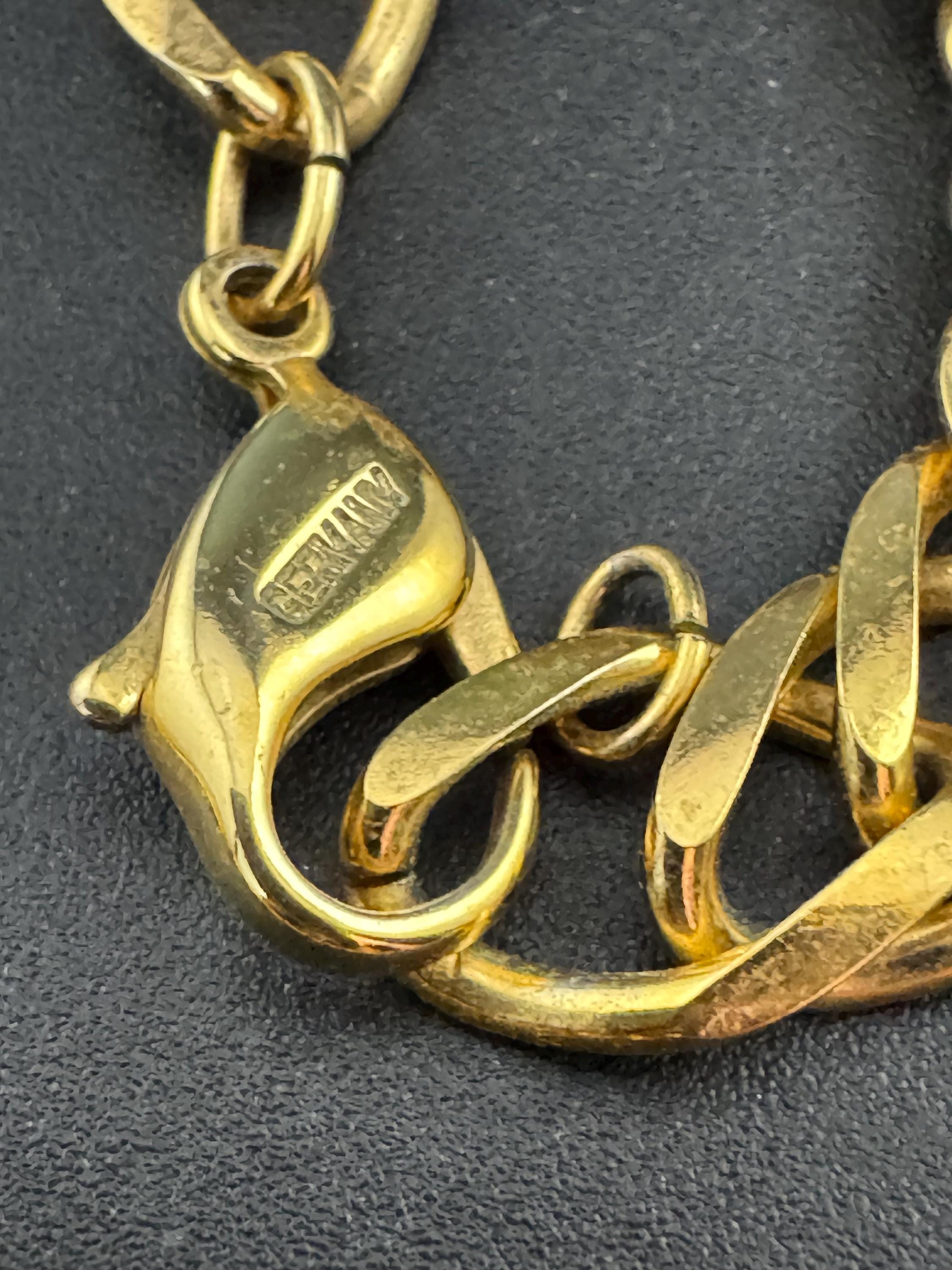 signed GROSSE Designer vintage 63cm wide long gold plated fancy chain link necklace