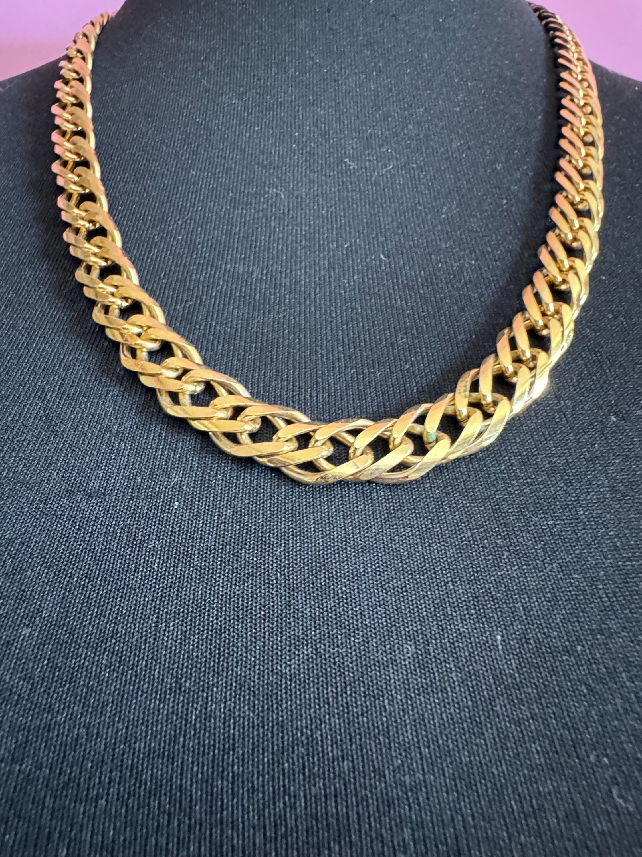 signed GROSSE Designer vintage 63cm wide long gold plated fancy chain link necklace
