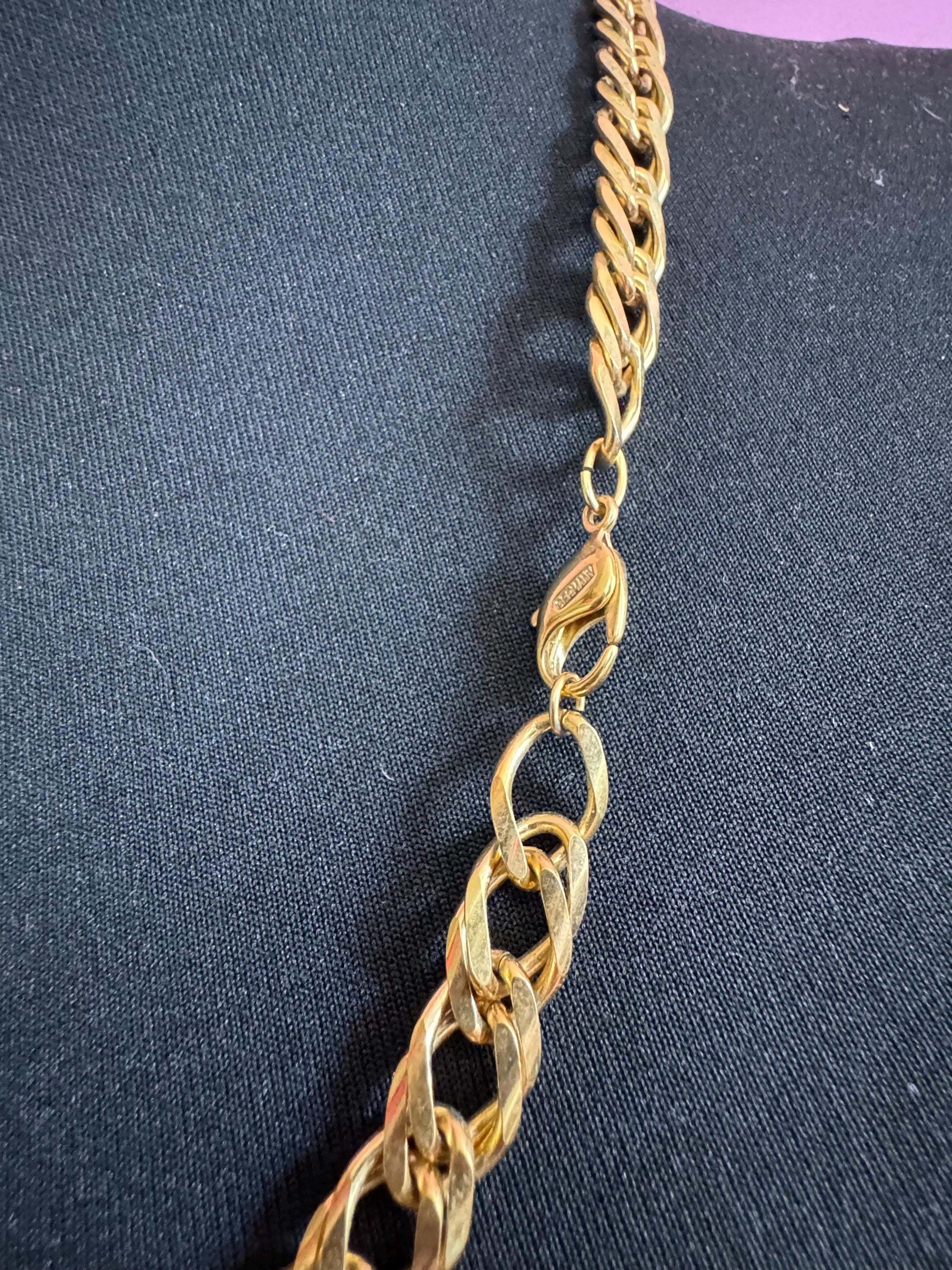 signed GROSSE Designer vintage 63cm wide long gold plated fancy chain link necklace