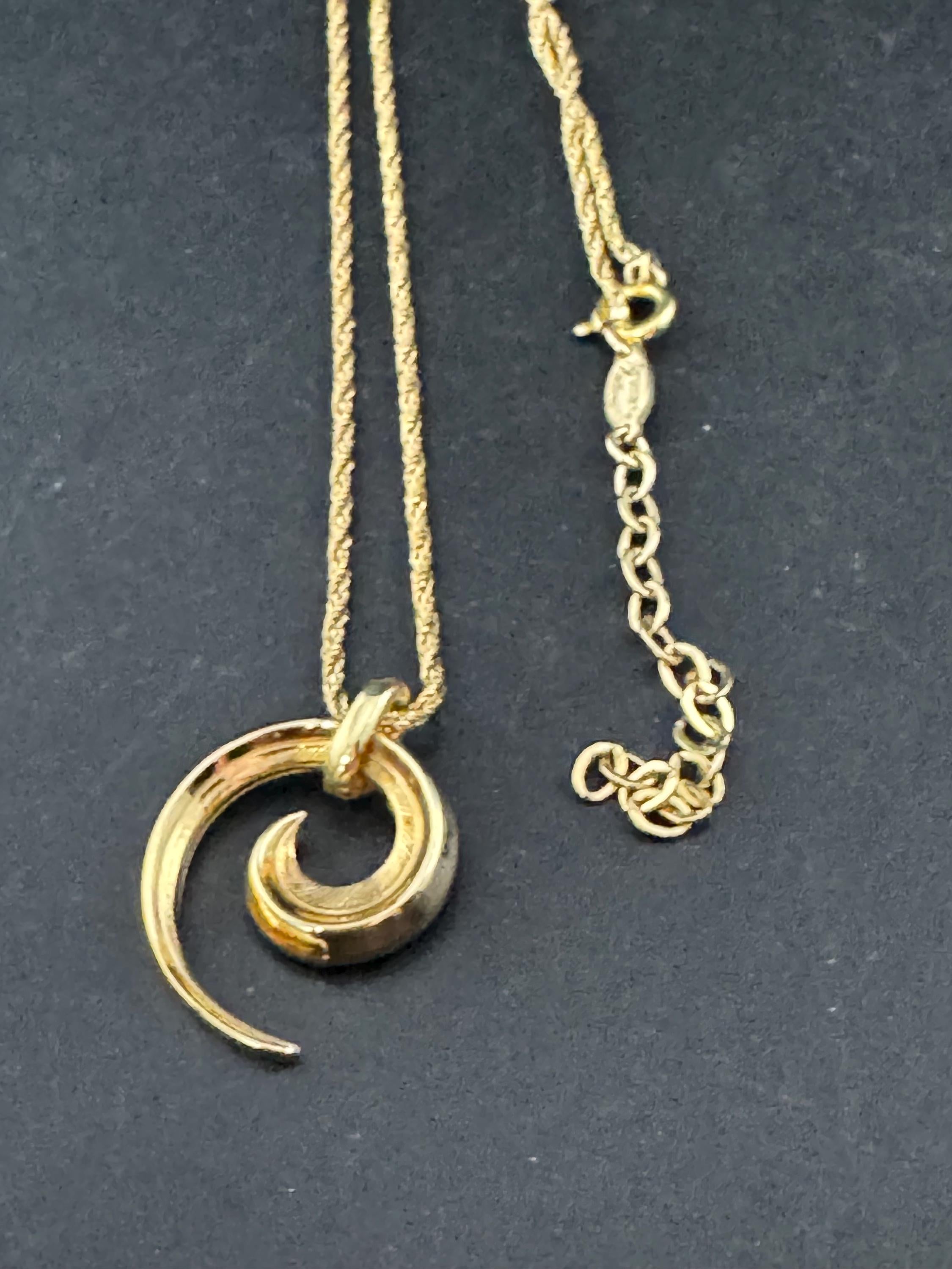 signed GROSSE Designer dainty retro gold plated pendant necklace,  rope chain