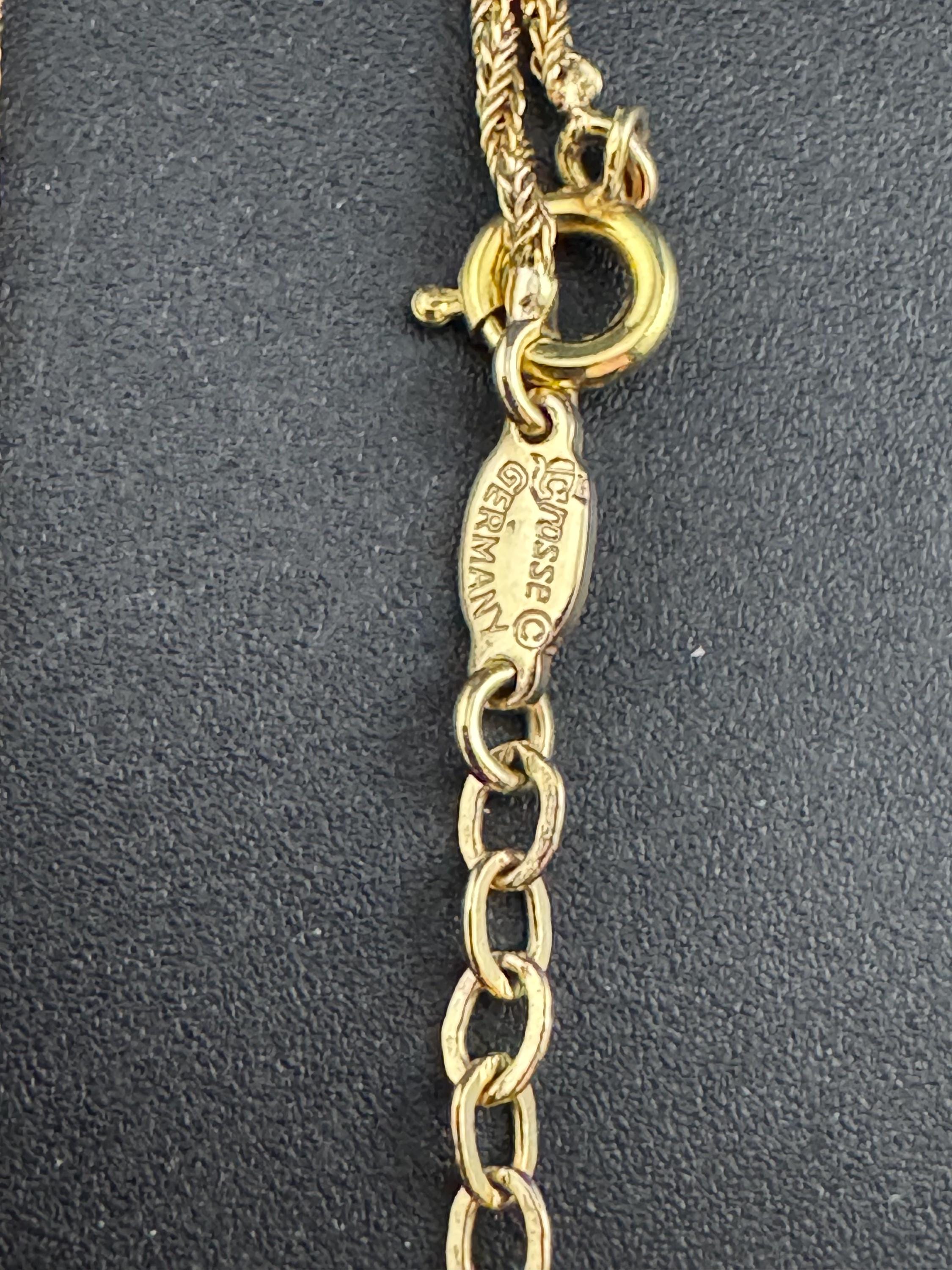 signed GROSSE Designer dainty retro gold plated pendant necklace,  rope chain