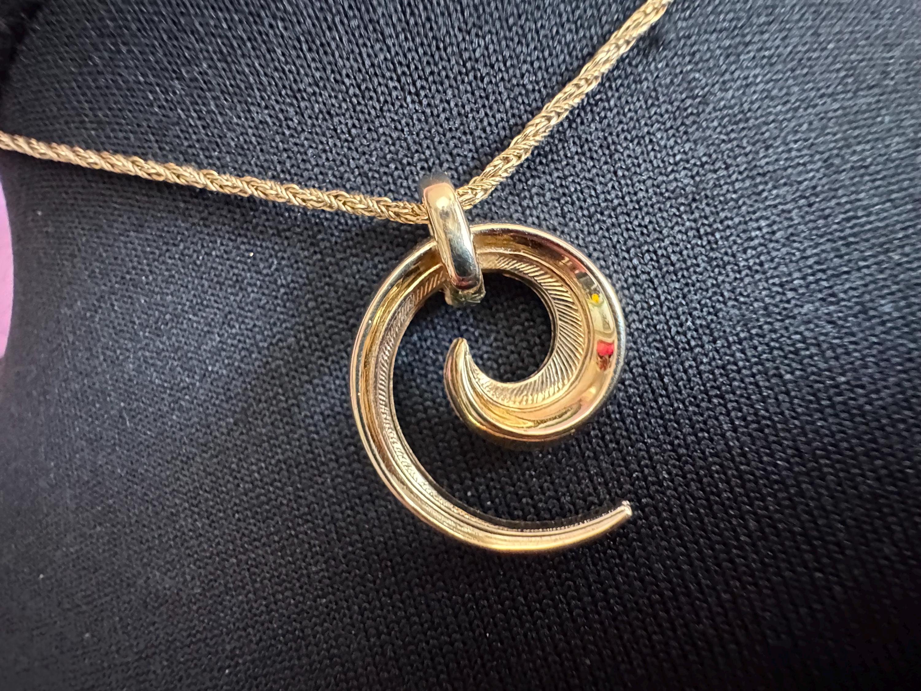 signed GROSSE Designer dainty retro gold plated pendant necklace,  rope chain