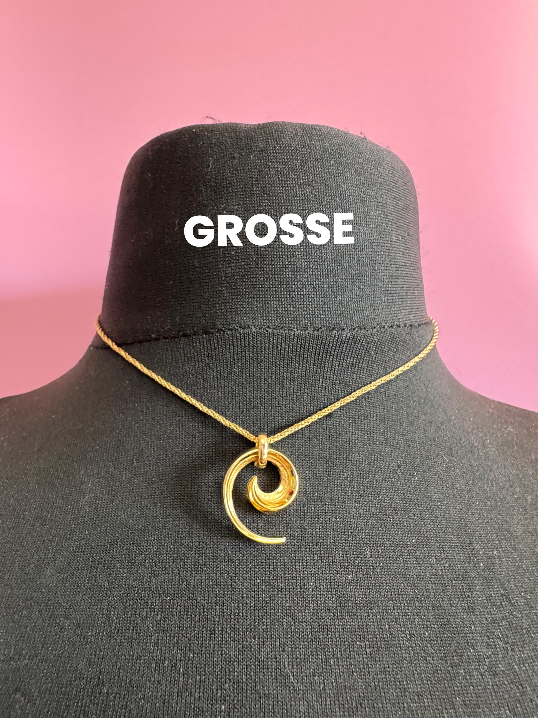 signed GROSSE Designer dainty retro gold plated pendant necklace,  rope chain