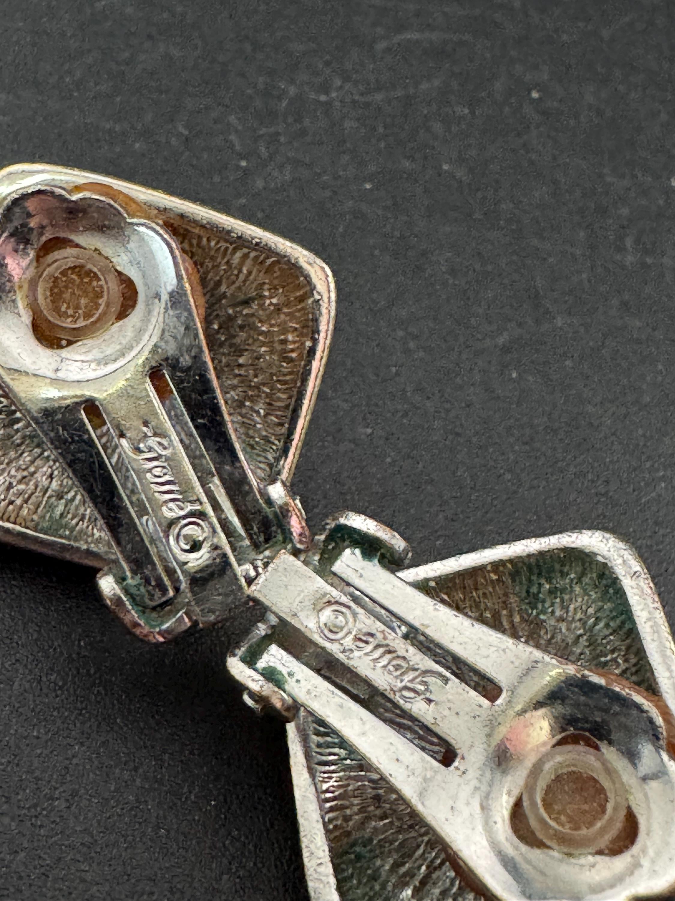 Signed GROSSE Vintage Rhinestone Clip On Earrings: Gold Plated