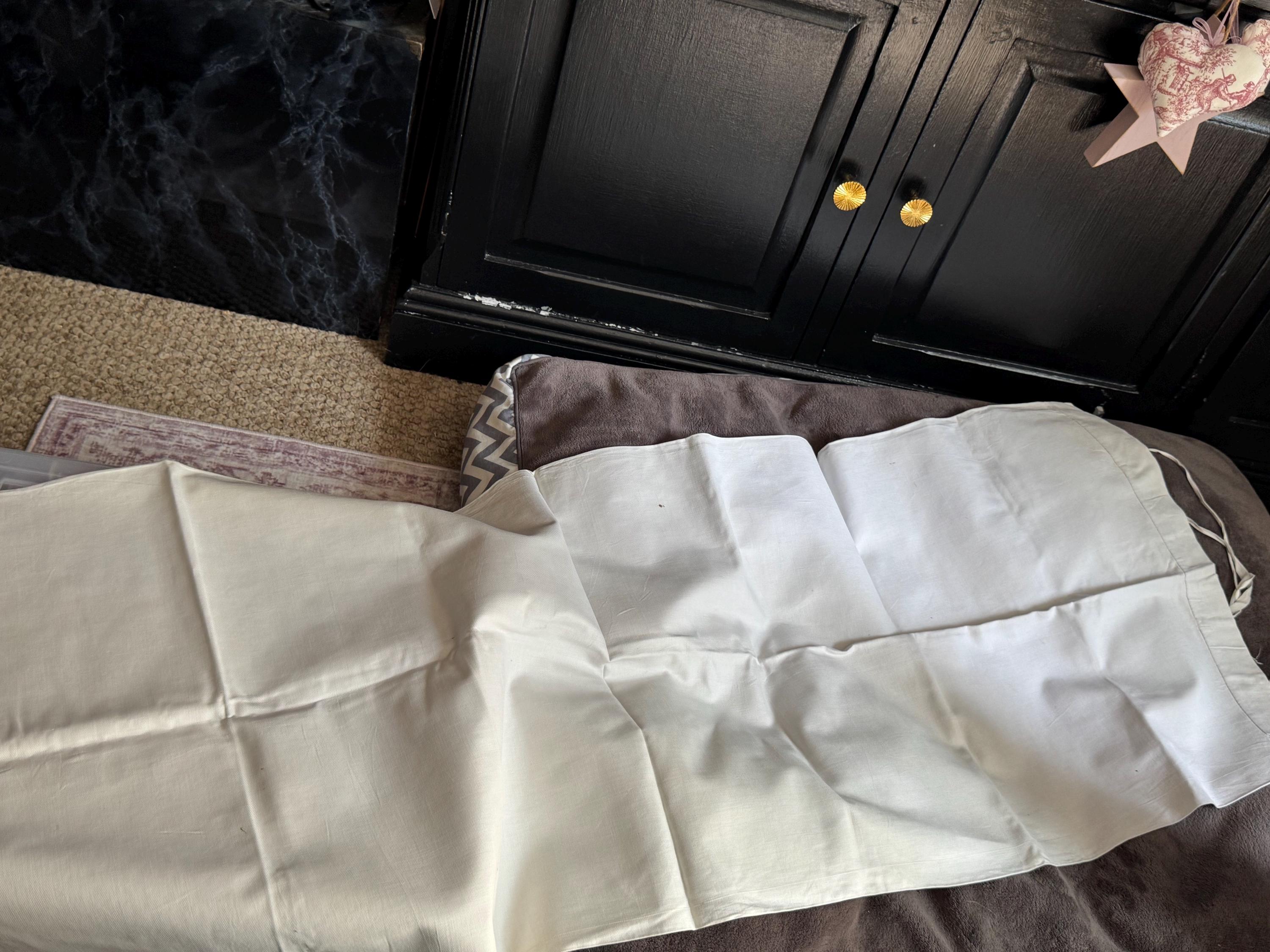 Antique 60 x 20” tie end extra long pillowcase bolster case