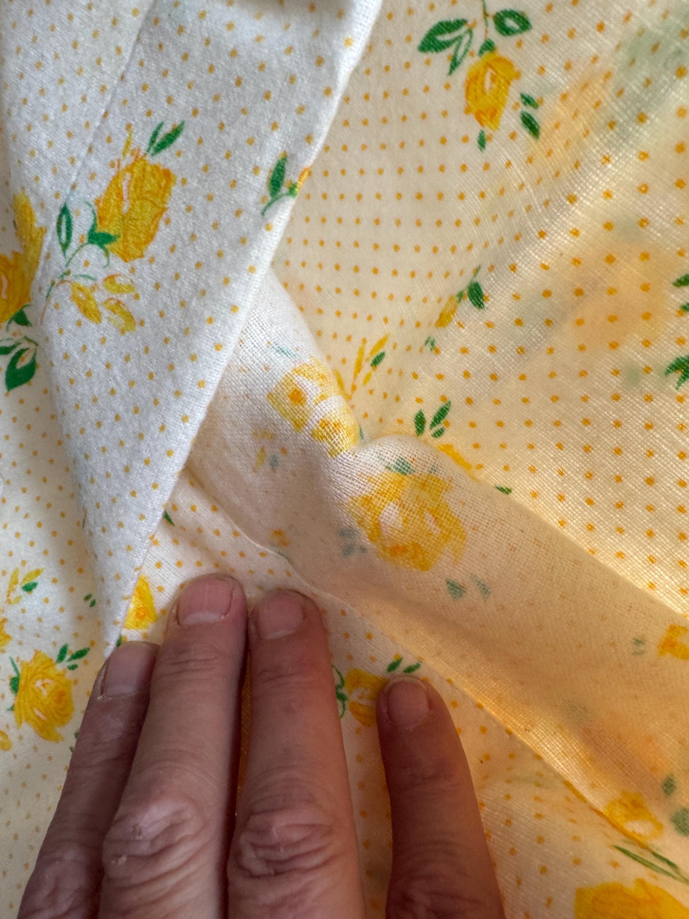 Pair 2 pillowcases flannelette brushed cotton cream and yellow flowers joyset Autumn winter cottage vintage bedding pillow cases 17 x 28