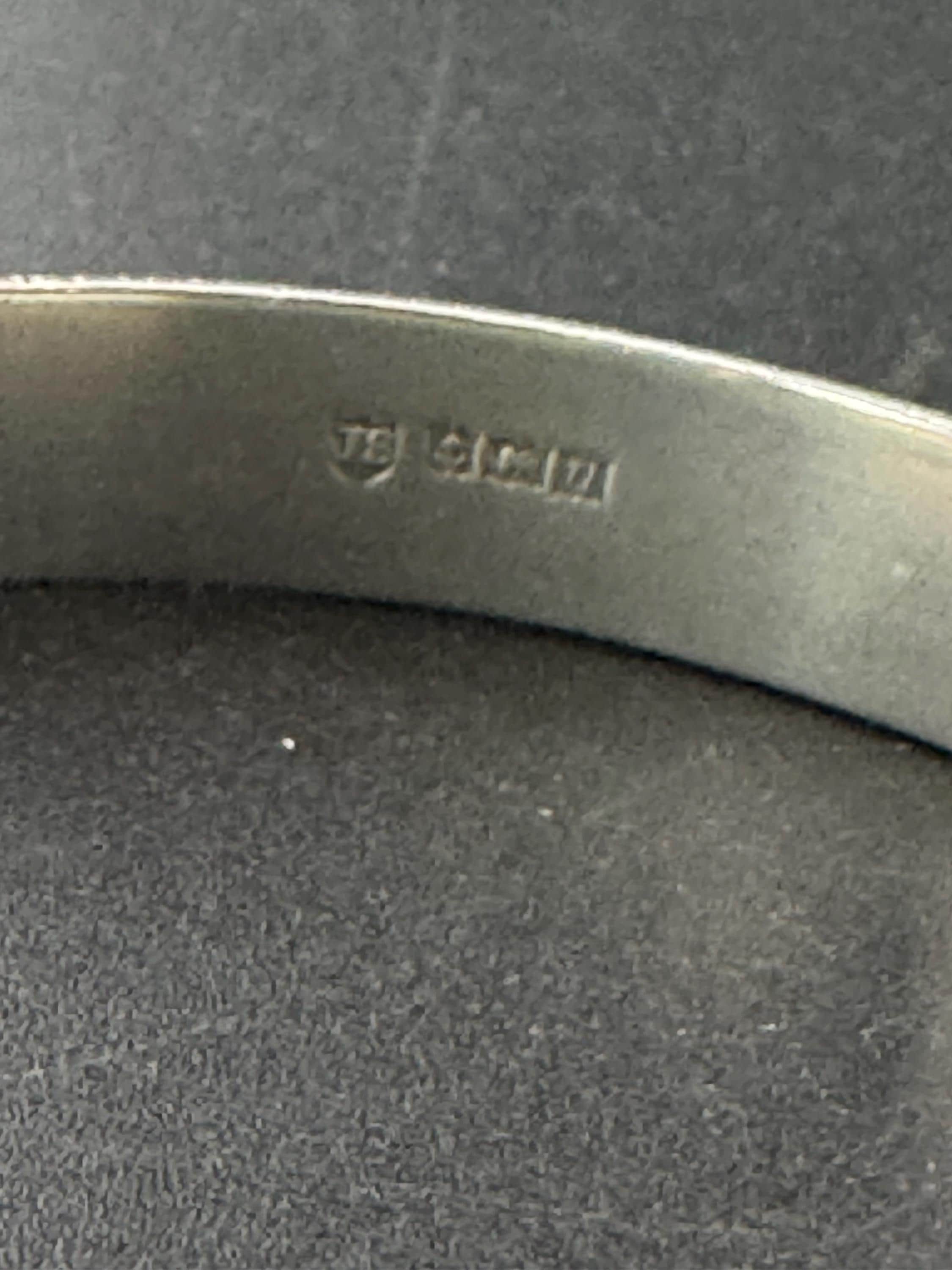 Wide wrist 1969 Sterling silver 12mm wide modernist bark bangle Birmingham hallmarks 13.6 grams