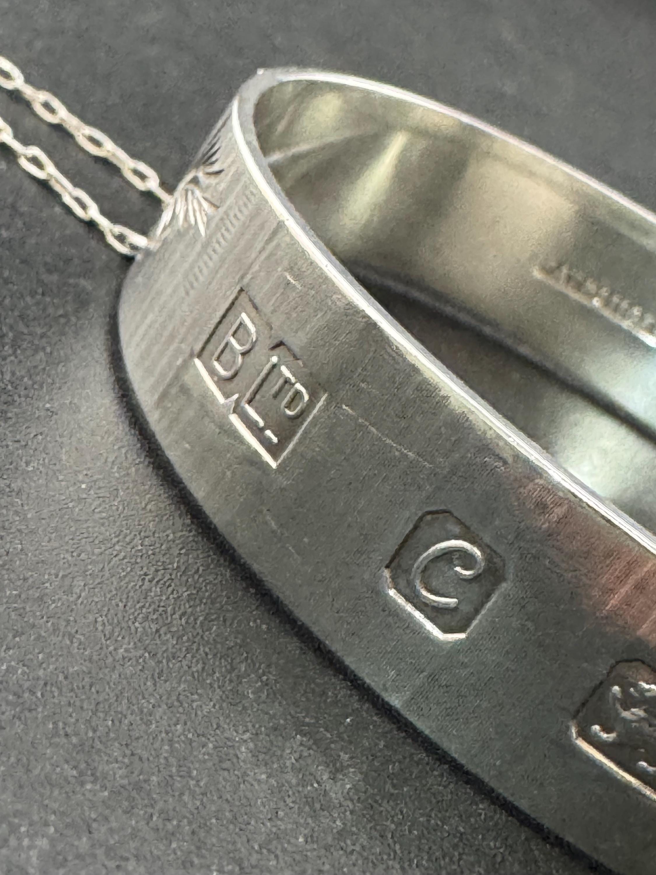 1.5cm Wide sterling silver engraved floral 925 bangle 29.7 gms bracelet oversized full hallmarks