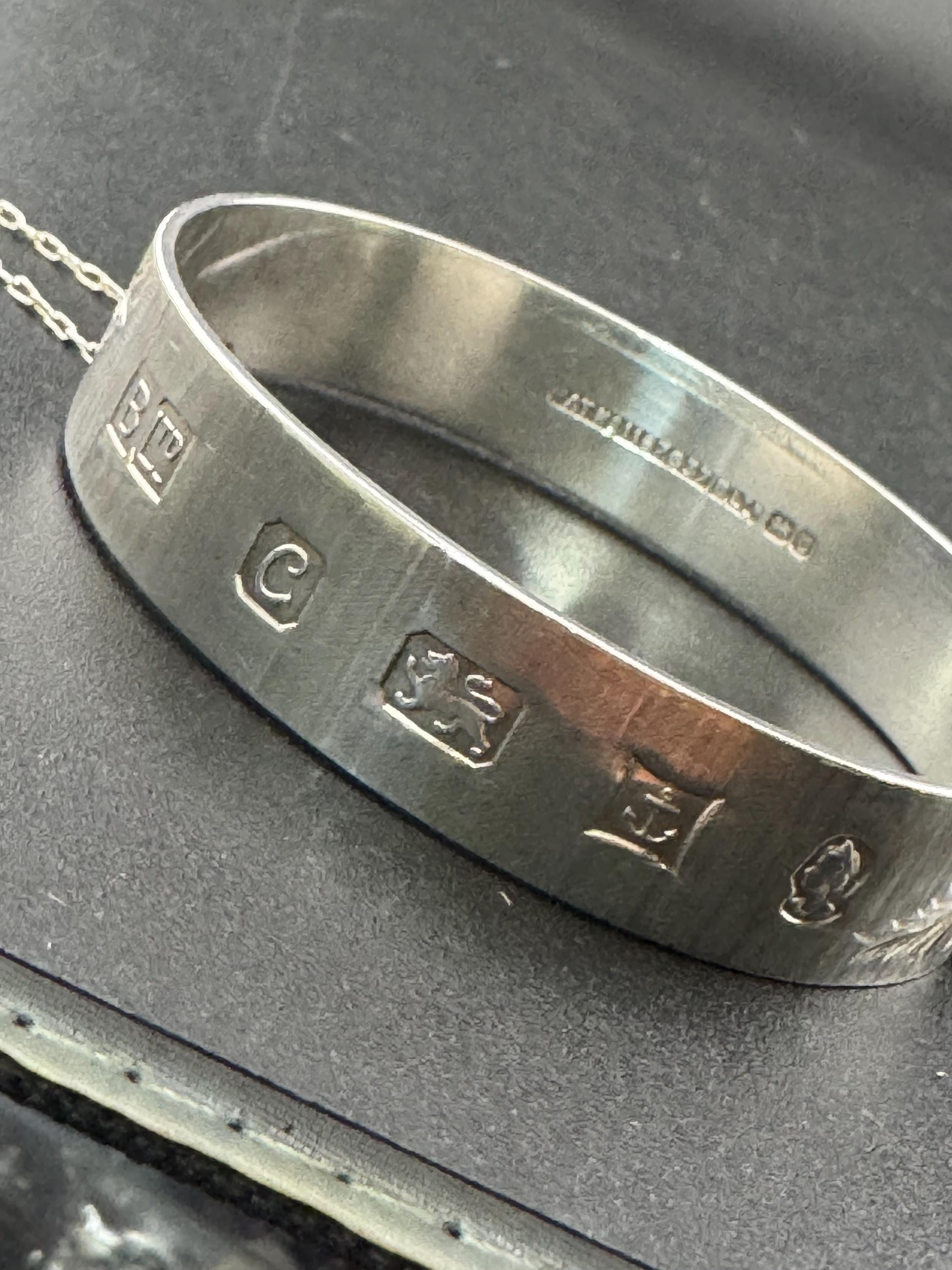 1.5cm Wide sterling silver engraved floral 925 bangle 29.7 gms bracelet oversized full hallmarks