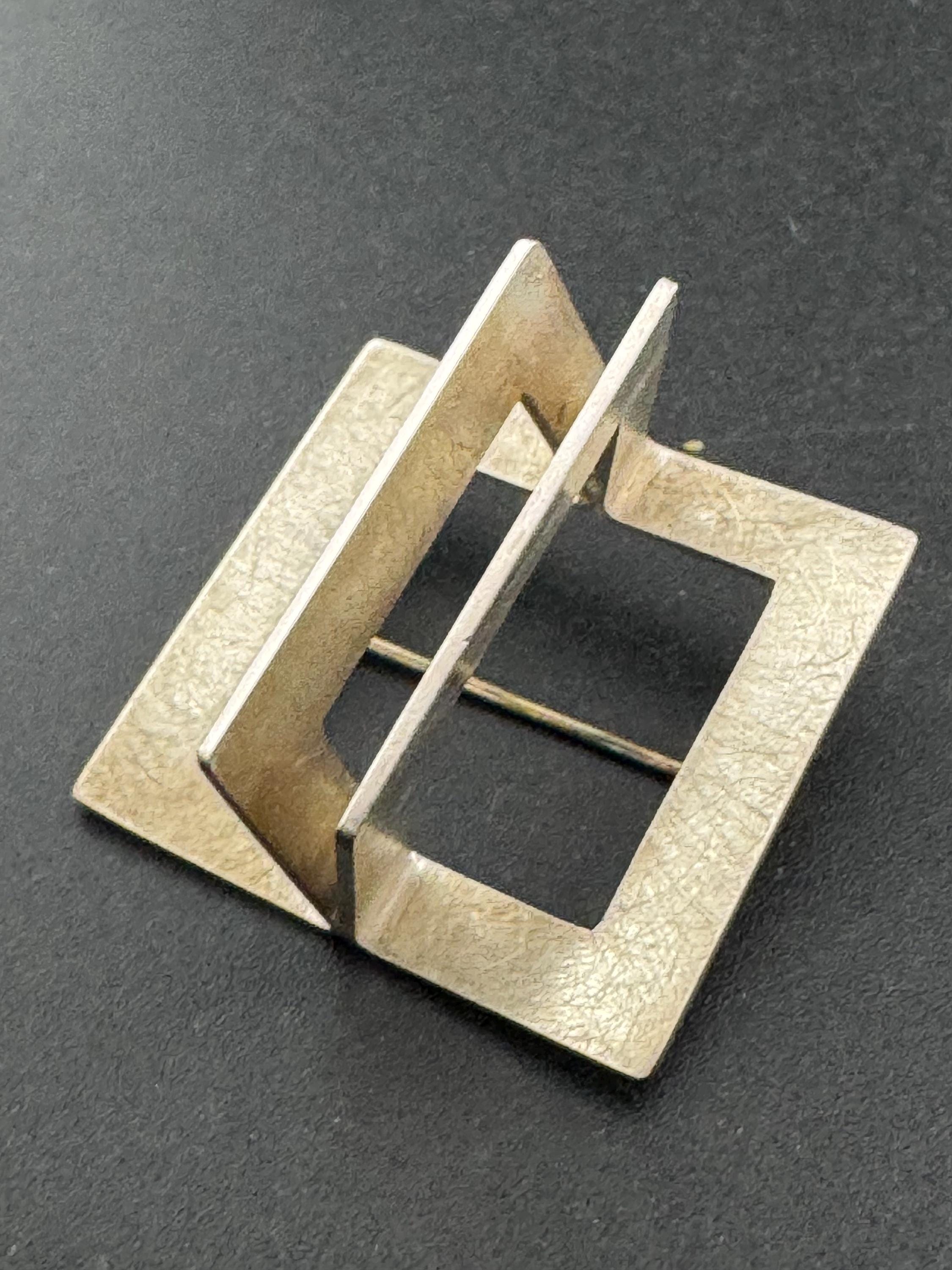 Modernist signed NS 925 Sterling silver brutalist geometric brutalist brooch 9.4 grams 3cm