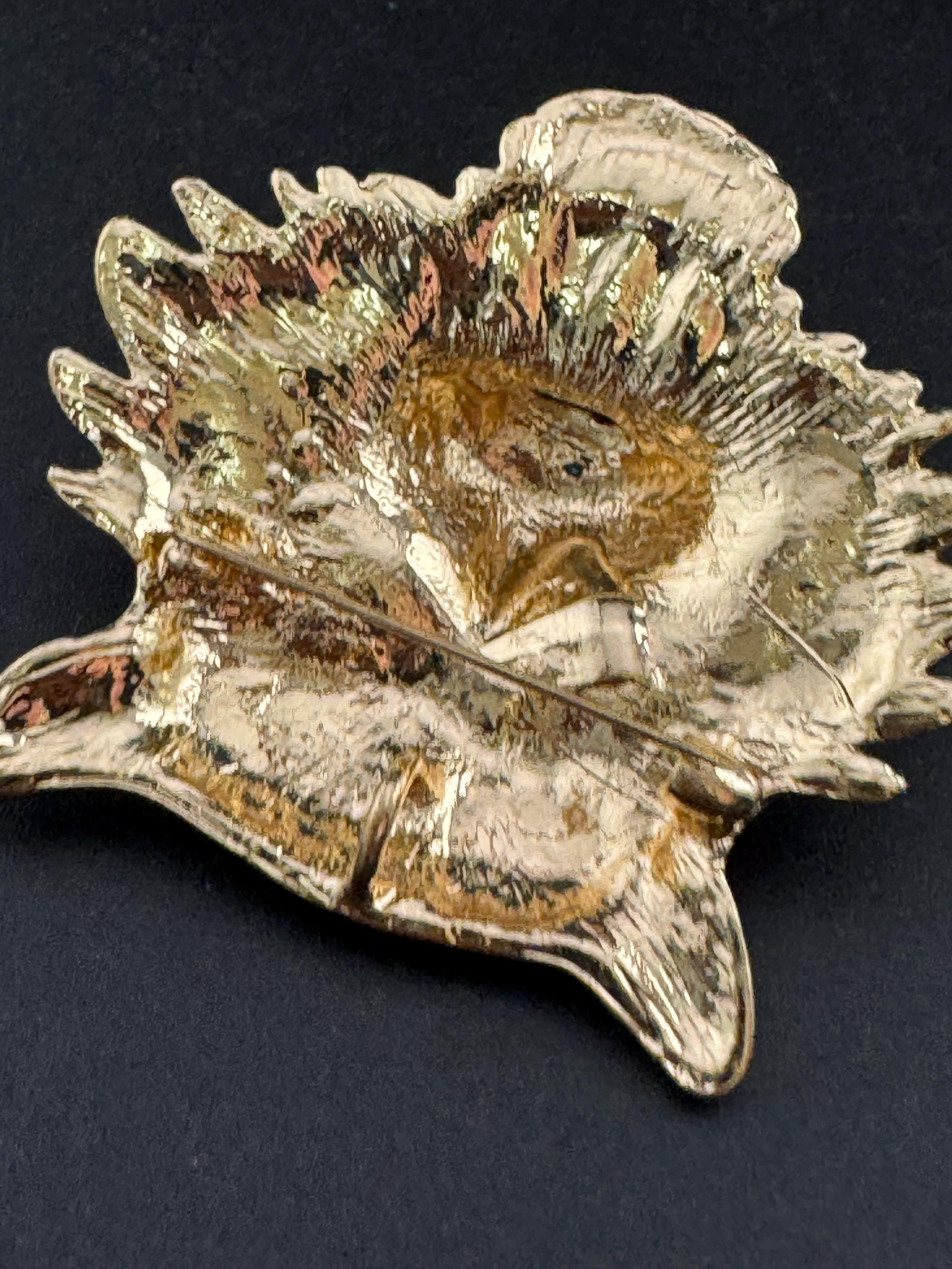 Vintage Enamel Tiger Brooch: Rhinestone Diamanté Big Cat Pendant